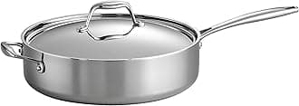 Signature Tri-Ply Clad Stainless Steel 6-Quart Saute Pan with Lid, Induction-Ready Cooking Pan, Dishwasher-Safe, NSF-Certified, Made in Brazil