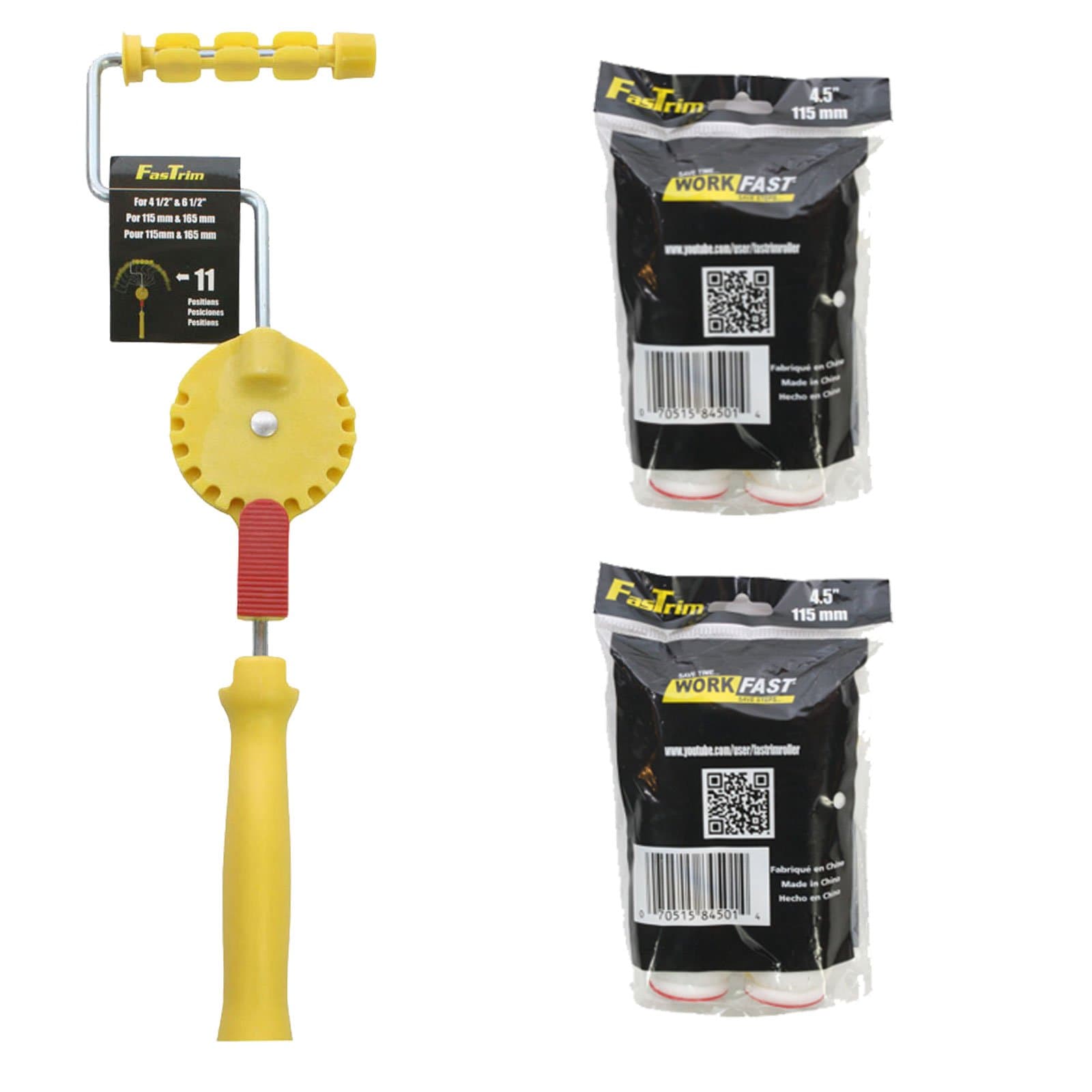 FasTrim Paint Roller, Edger, Starter Kit, 5 Piece, 11 Position Adjustable Handle, 10mm Fiber Roller Cover