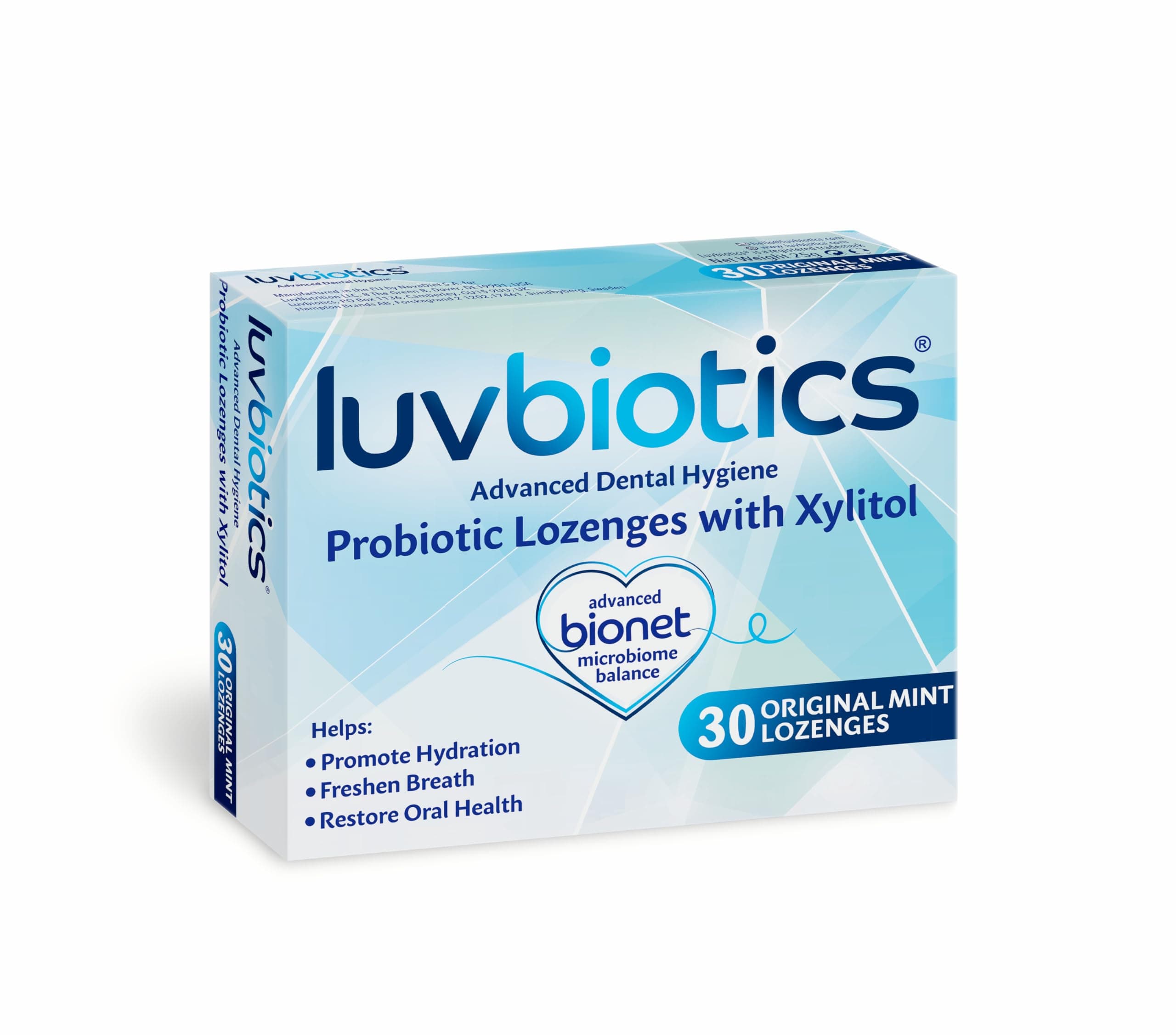 Luv Biotics Oral Probiotics Original Mint Lozenges with Xylitol & Aloe Vera for Fresh Breath, Dry Mouth Relief, Gum Health & Oral Microbiome Support – 30 Lozenges