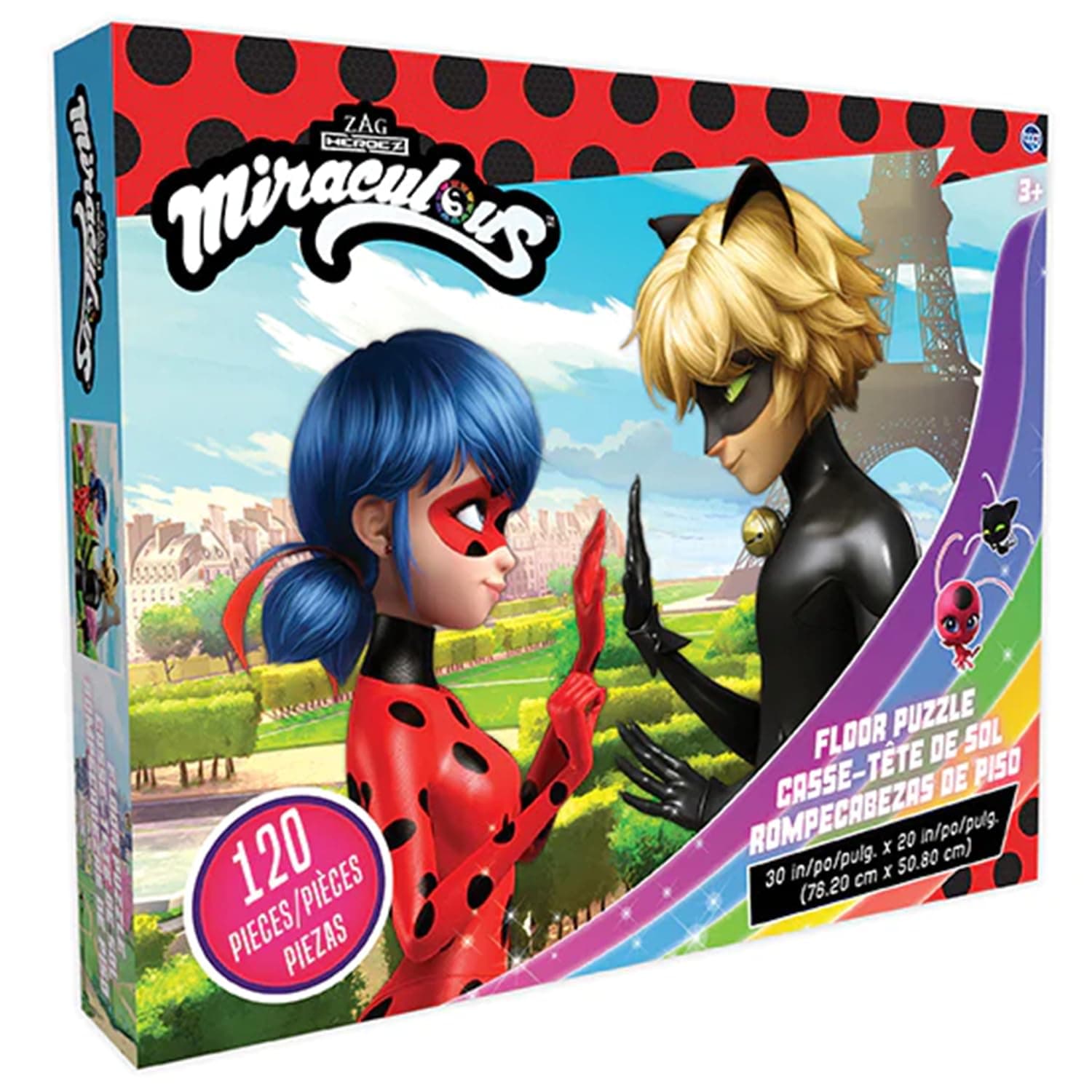 Miraculous Ladybug Kids Floor Puzzle Featuring Lady & Cat Noir. Educational Gifts for Boys and Girls. Colorful Pieces Fit Together Perfectly. Great Birthday Gift for Boys, and Girls