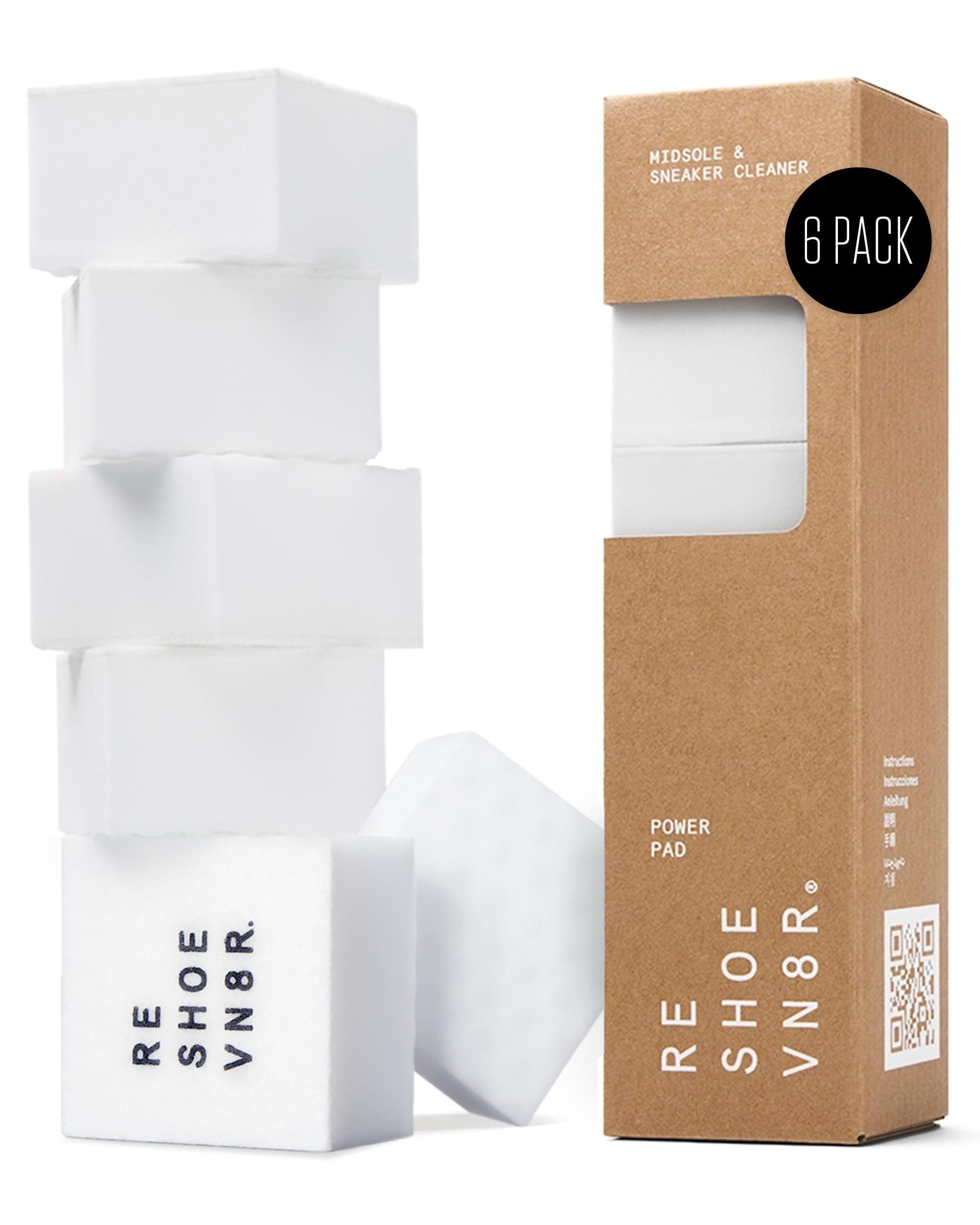 Reshoevn8r Power Pad Shoe Cleaning Sponges, 6-Pack - Midsole & Sneaker Cleaner for Whitening Shoe Soles - Easy to Use & Disposable for Multi-Purpose Use