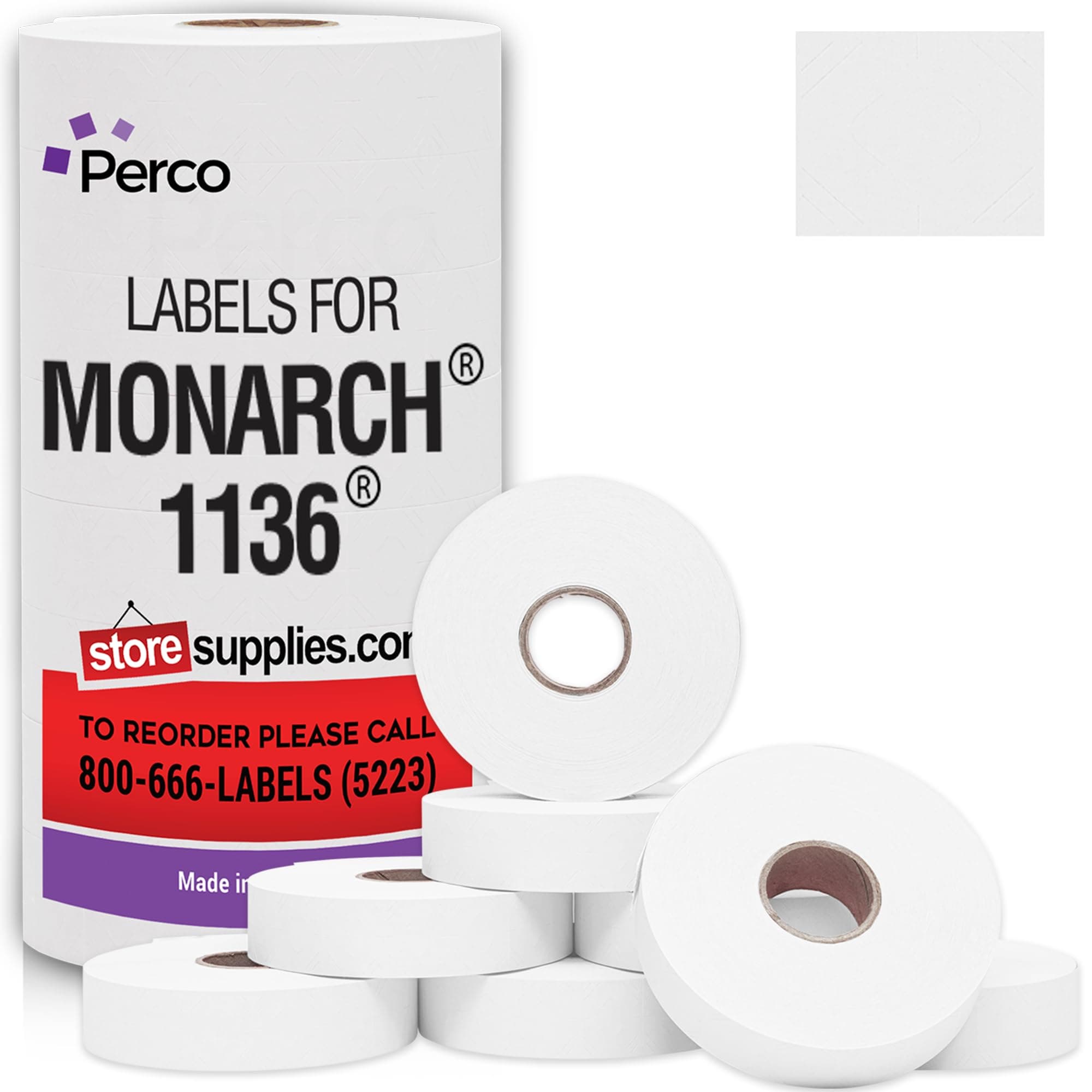 White Pricing Labels for Monarch 1136 Price Gun - 8 Rolls, 14,000 Price Marking Labels