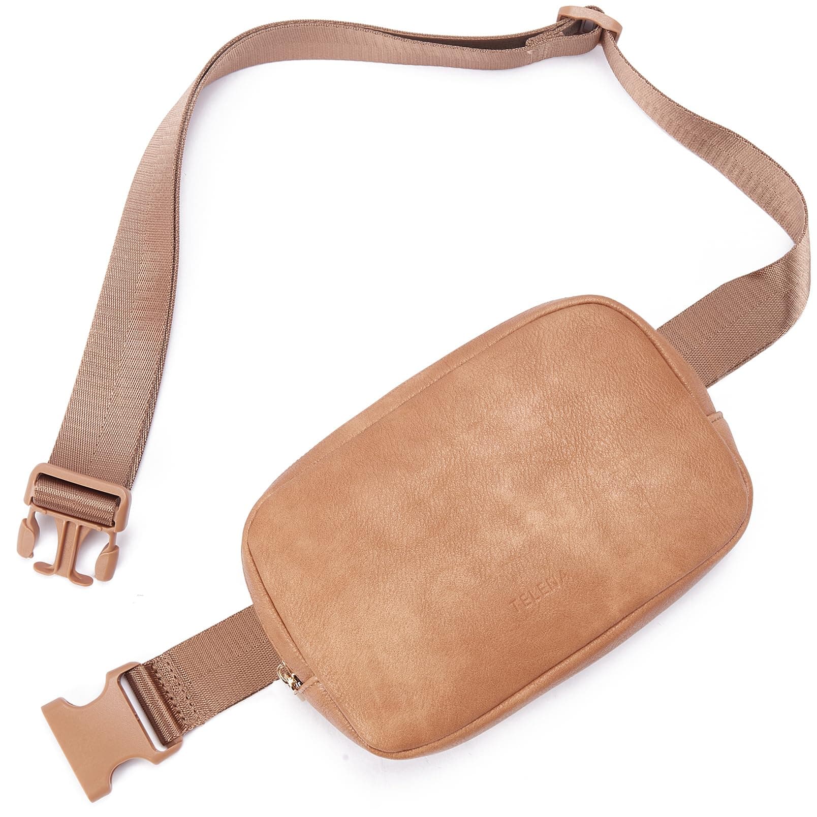 Leather Belt Bag for Women Fashionable Fanny Packs Cross Body Bag Waist Pack Camel Brown