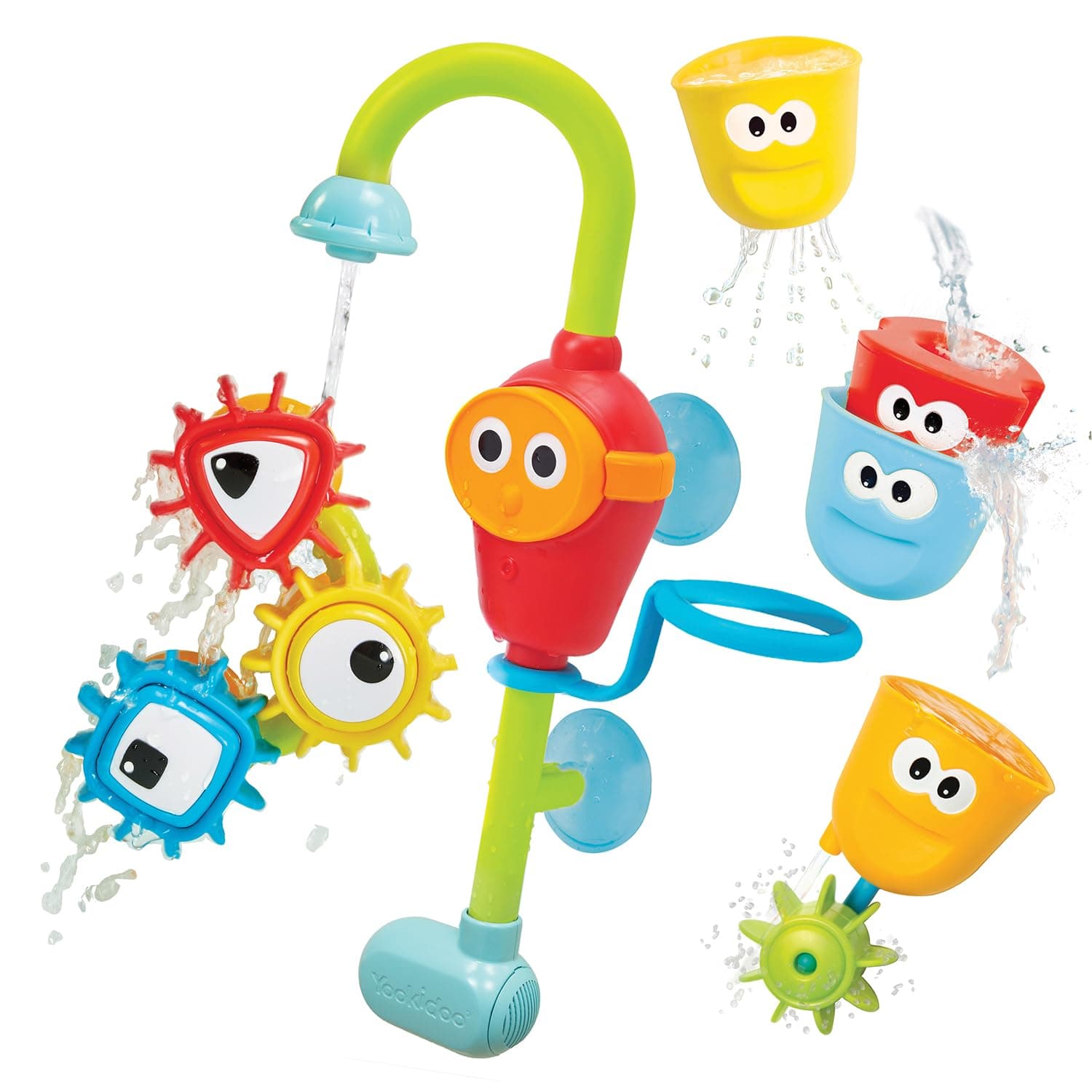 Yookidoo Baby Bath Toy Spin N Sort Spout Pro Three Stackable Cups, Multi-Colour