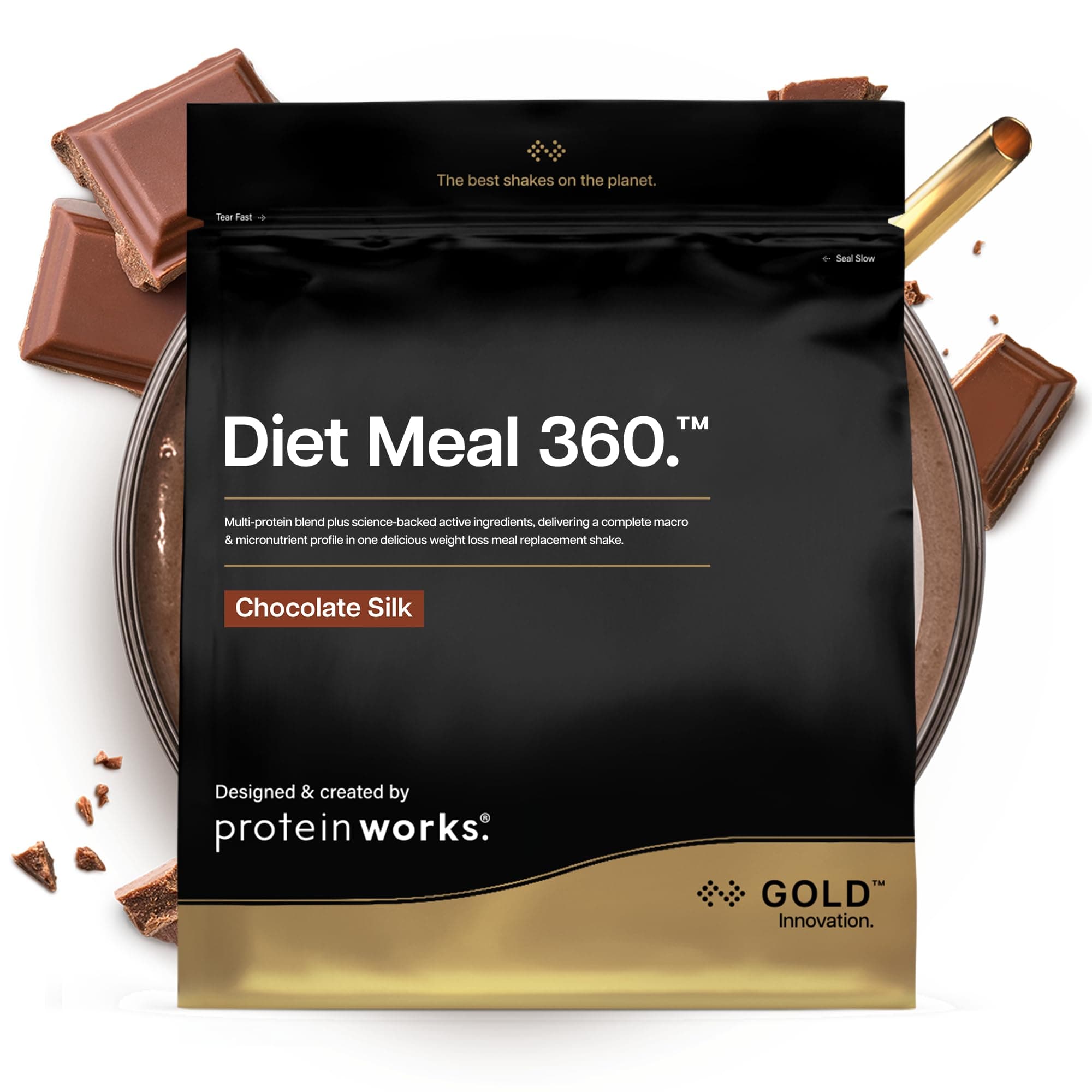 – Protein Works | Diet Meal 360 - GOLD Innovation, Diet Meal Replacement Shake, Supports Weight Loss, 24 Vitamins & Minerals, Added Flaxseed, Inulin, Omega 3, Chocolate Silk, 14 Meals, 1kg