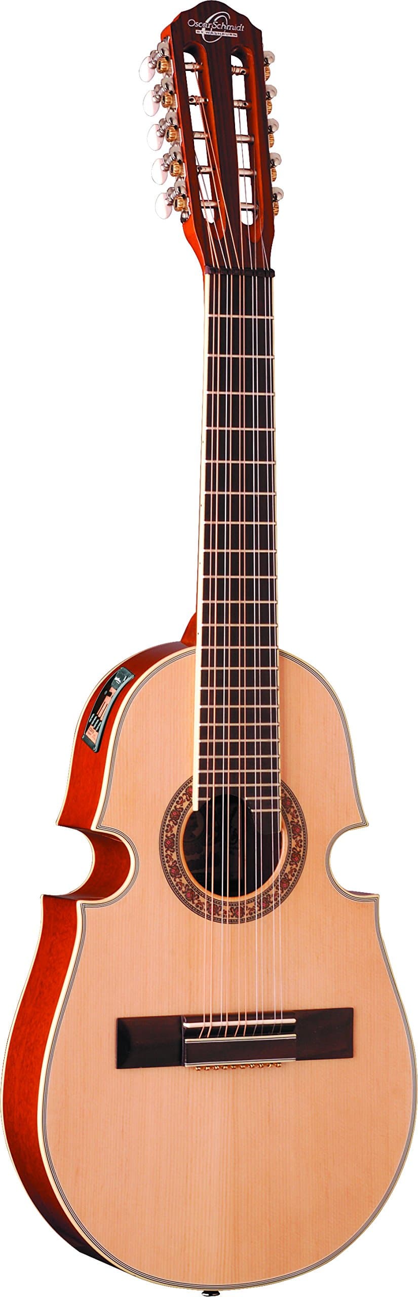 Oscar Schmidt 10 String OQ40SE Cuatro Latin Guitar with Gig Bag. Natural, Right, Gold (OQ40SE-O)