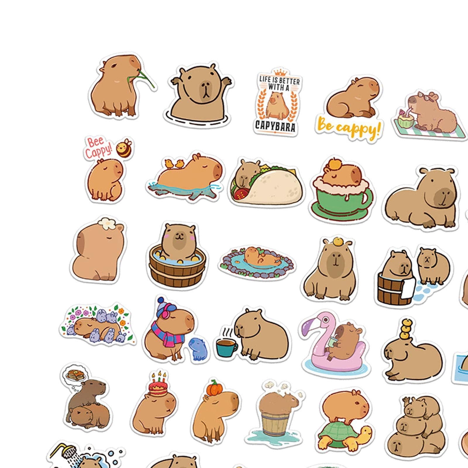 Moxic50x Cartoon Capybara Sticker Anime Decor Small for Card Address Number Signs