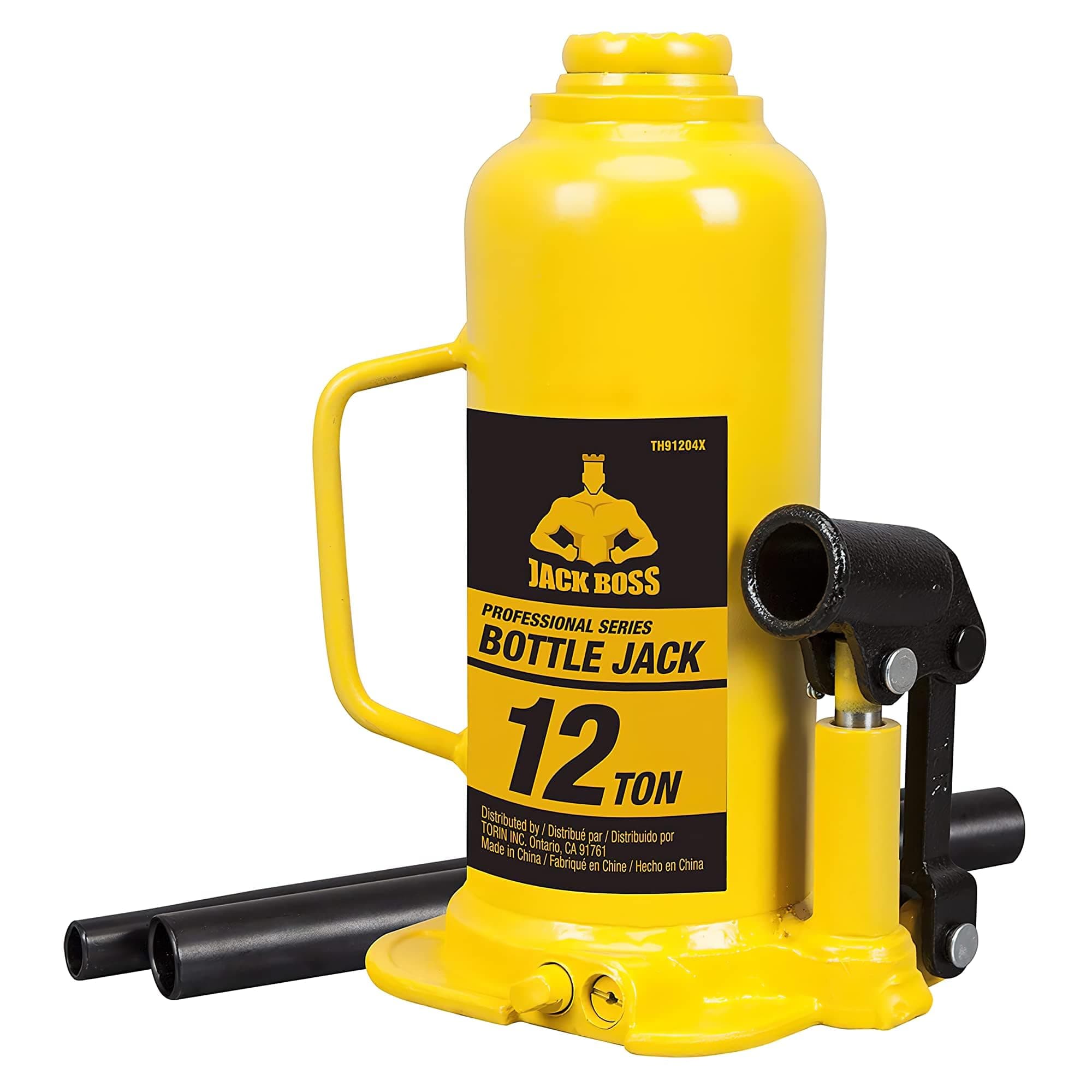 Hydraulic Welded Bottle Jack 12 Ton, Portable Car Jack, 24,000 LBs Capacity with Pump Handle for Cars, Suv, Yellow