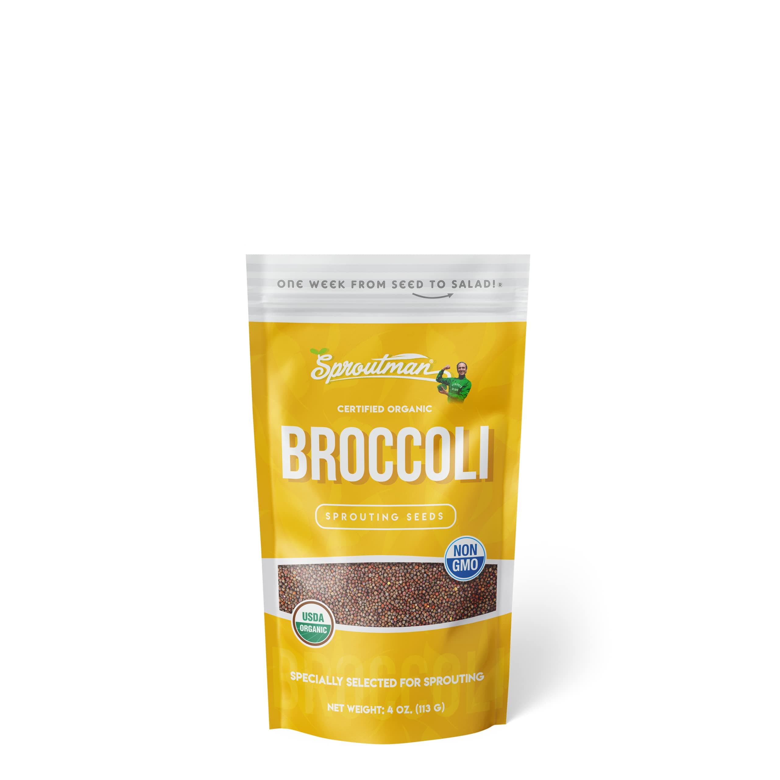 Sproutman 4oz Organic Broccoli Sprouting Seed - Broccoli Seeds for Sprouting, High Germination, Non-GMO, Certified Organic