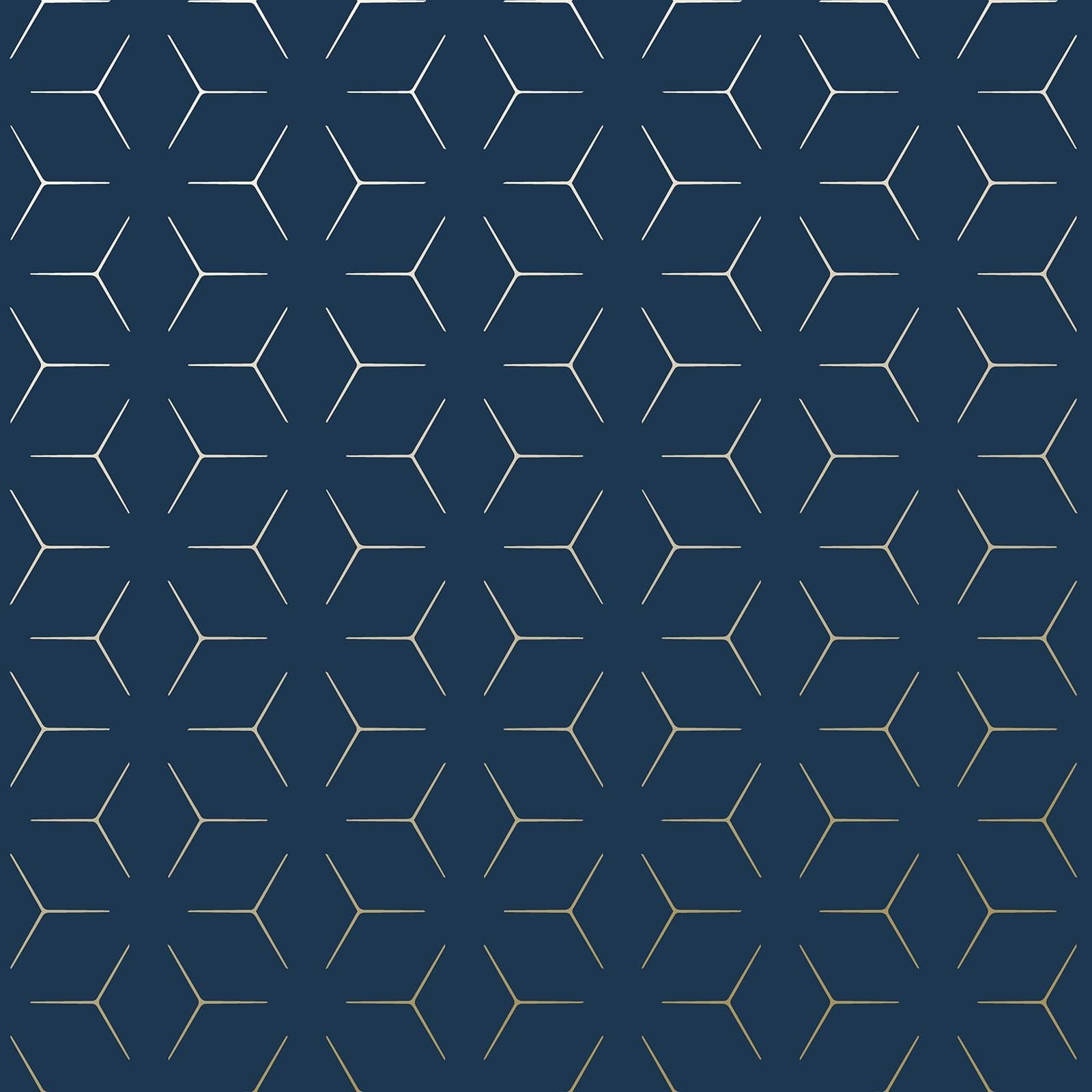 Metro Illusion Geometric Wallpaper - Navy Blue and Gold - WOW005