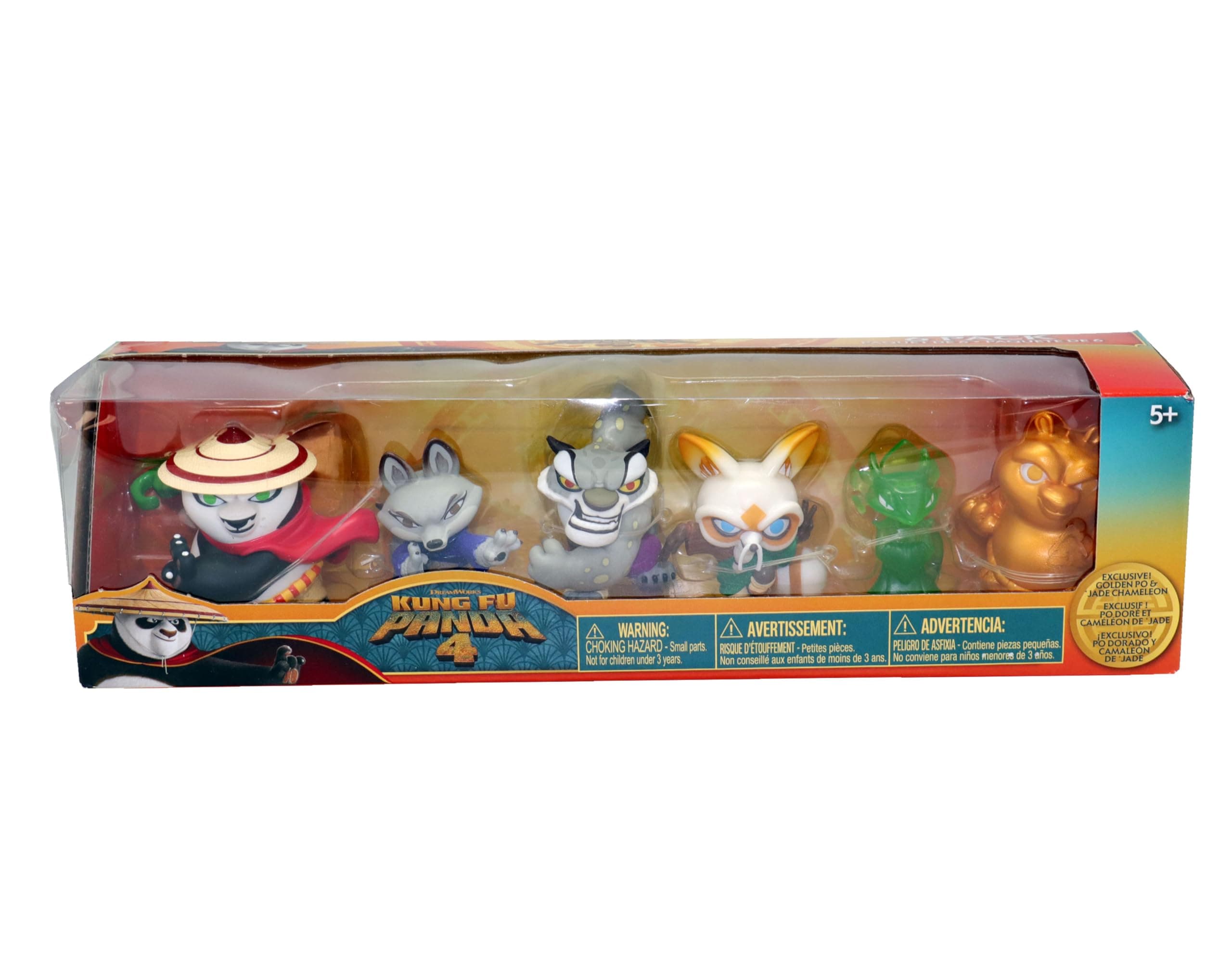 Kung Fu Panda, 6 Pack of 2.5" Collectible Figures, Glow in the Dark and Golden Variants, Villains and Heroes Bundle, Uniquely Posed, Suitable for 5 Years and up