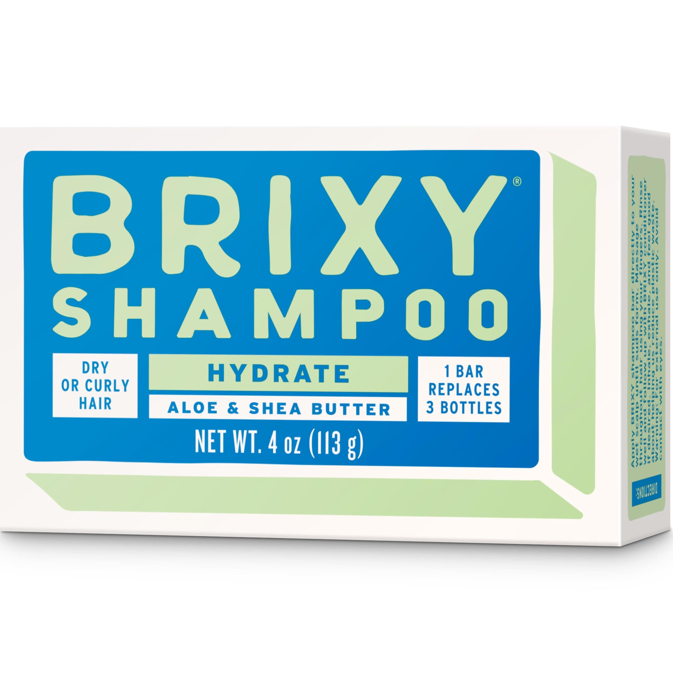 BRIXY Hydrating Shampoo Bar For Dry Or Curly Hair | Aloe, Shea Butter, & Avocado Oil | Ceramide & Niacinamide Support The Moisture Barrier | pH Balanced, Color Safe, Vegan, Made In USA