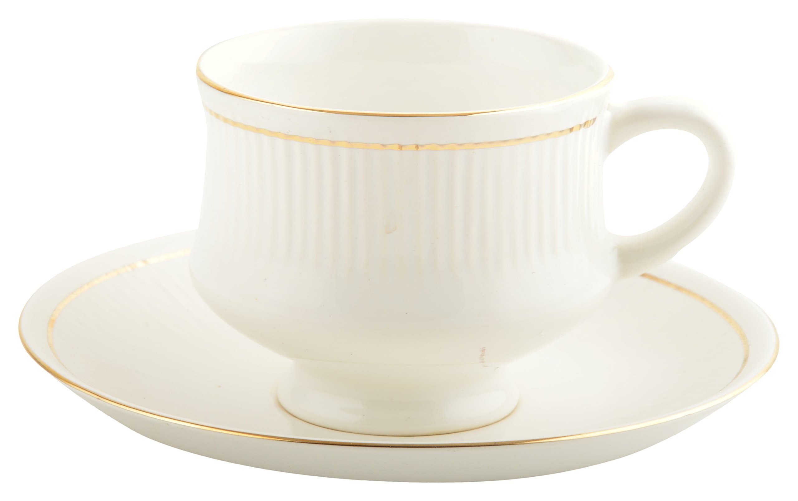 Woodenclave Ceramic Cup Studio Pottery Kullad Tea Coffee Cups Microwave Safe Coffee Milk Mug for Home Office Kitchen Gift - Set of 6 (180 mL, Off-White)