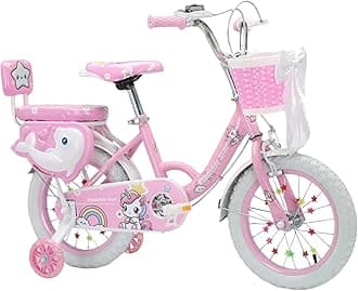 12" 14" 16" Girls Children Bike with Stabilisers Wheels Bell Kids Bike for Ages 2-9 Years Old Pink Bicycle Multiple Colors Bow Pink Purple Unicorn Rainbow