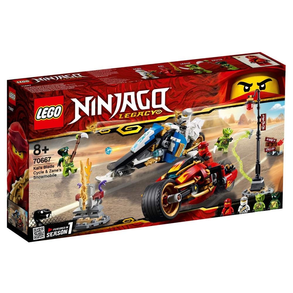 LEGO NINJAGO Legacy Kai’s Blade Cycle & Zane’s Snowmobile 70667 Building Kit (376 Pieces)