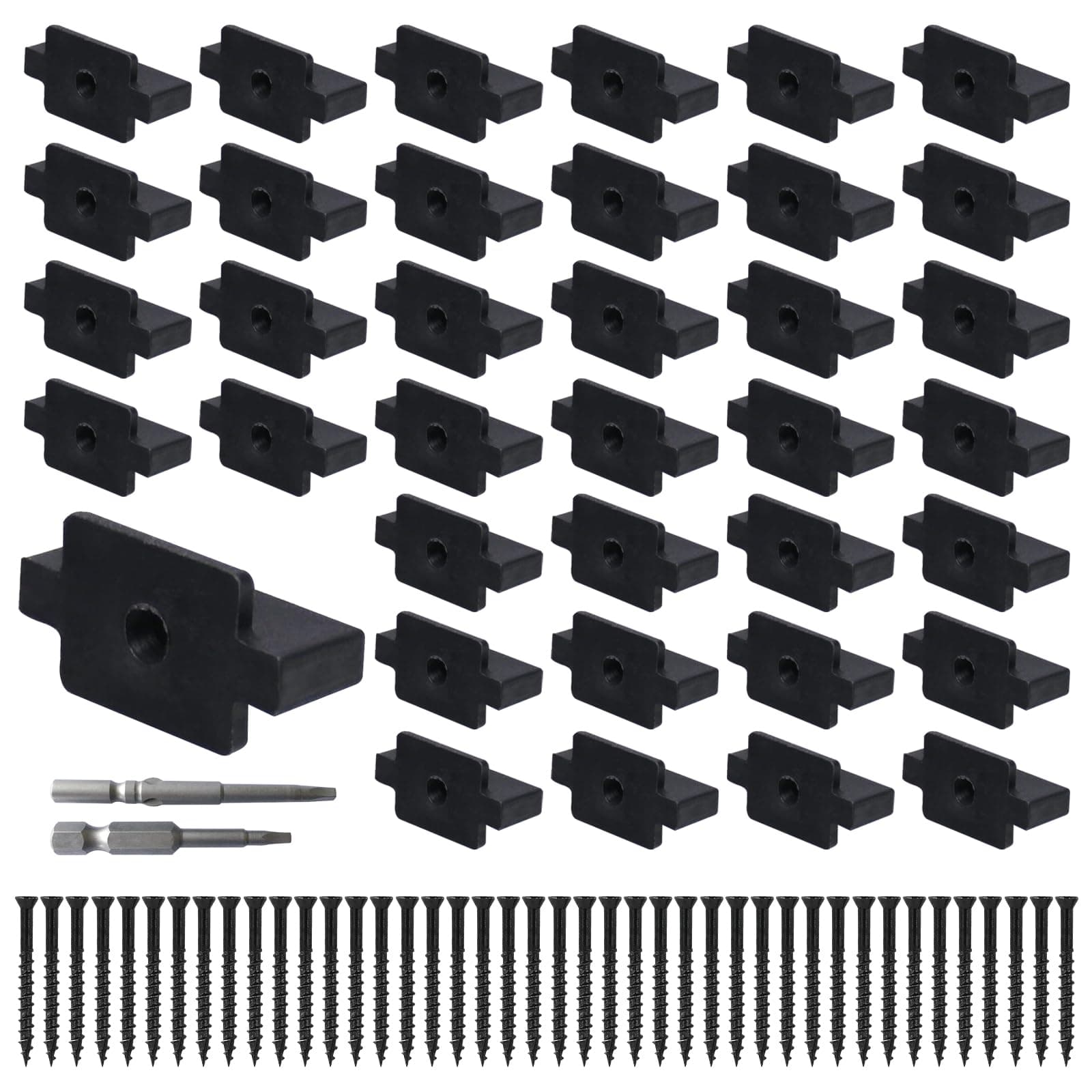 600PCS Hidden Deck Fasteners for Composite Decking Boards Composite Deck Fasteners with Stainless Steel Screws and Drill Bits
