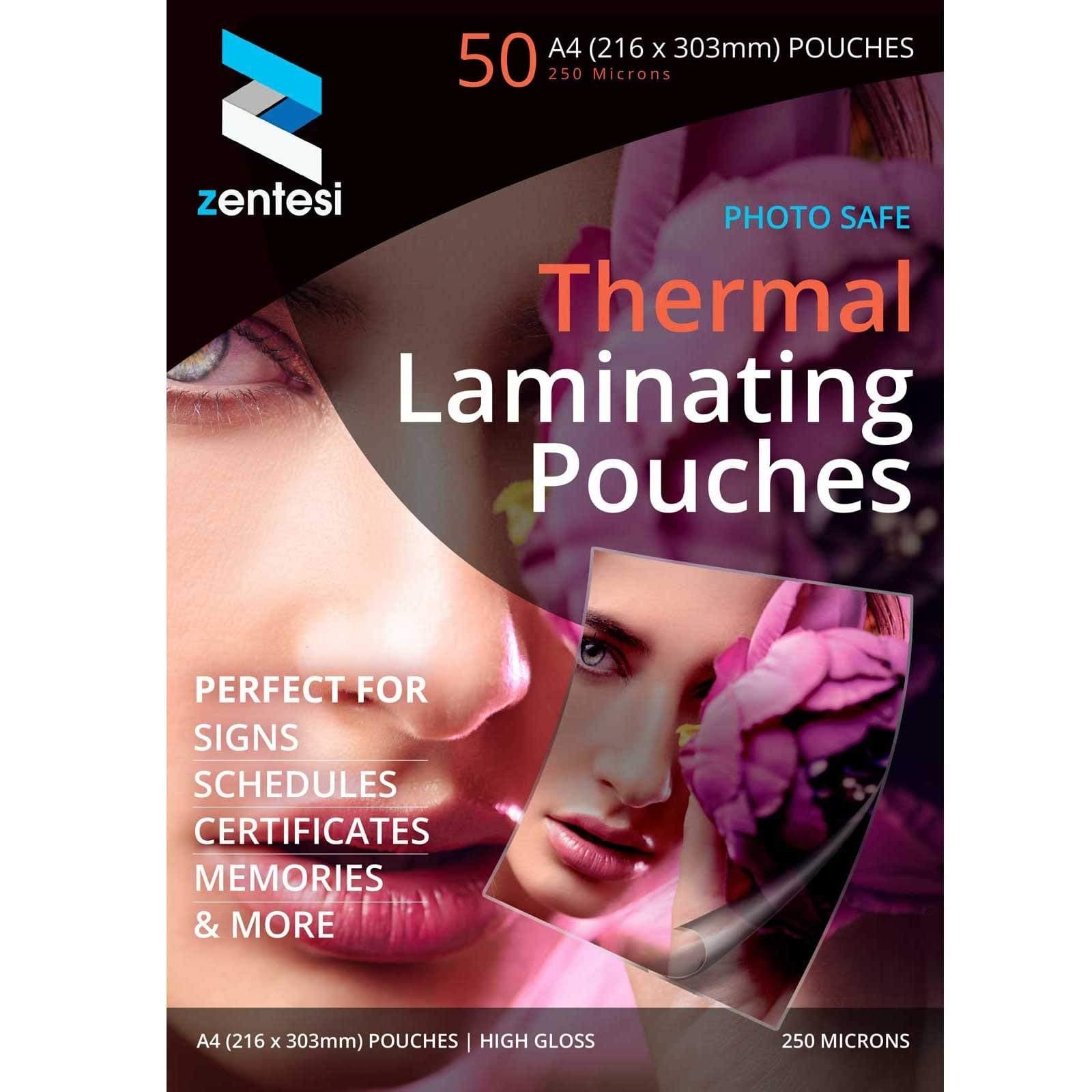 A4 Laminating Pouches High Gloss Laminator Sleeves 250 Micron (125 + 125 Microns) Glossy Laminate Pouch Sheets - Pack of 50