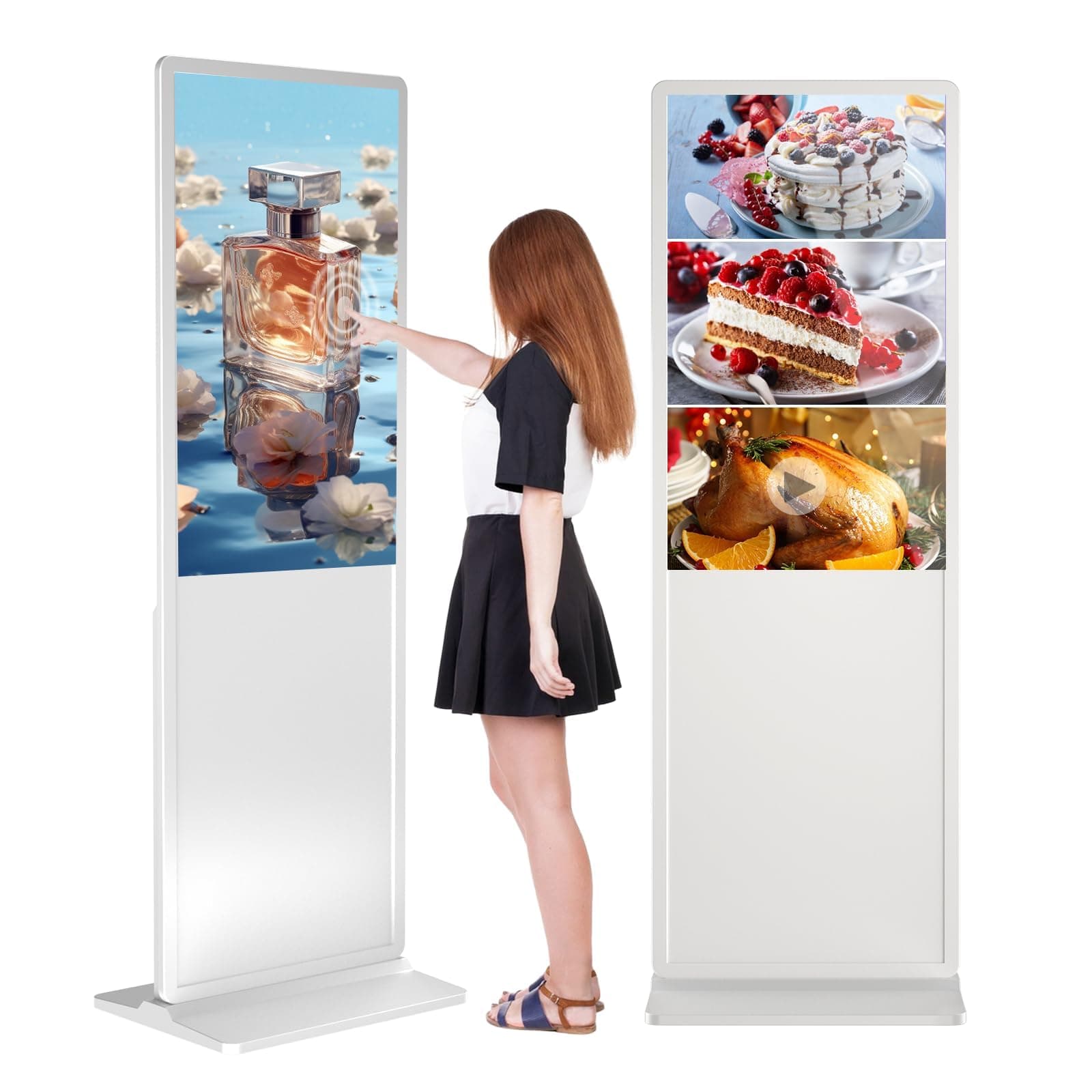 43" Touchscreen Kiosk - Portable LCD Screen, Floor Standing Digital Signage, Interactive Display Board