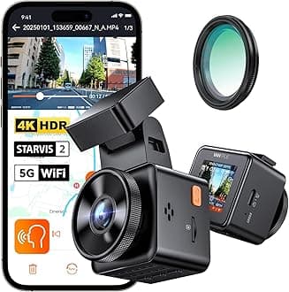 E1 Pro 4K HDR Car Dash Cam Front Sony STARVIS 2, 5G WiFi Dashcam & Free CPL,GPS Voice Control, 24H Parking Mode, Car Camera Dash Cam Night Vision, 1.54" 160°Hidden Front Dashcam, Support 1TB