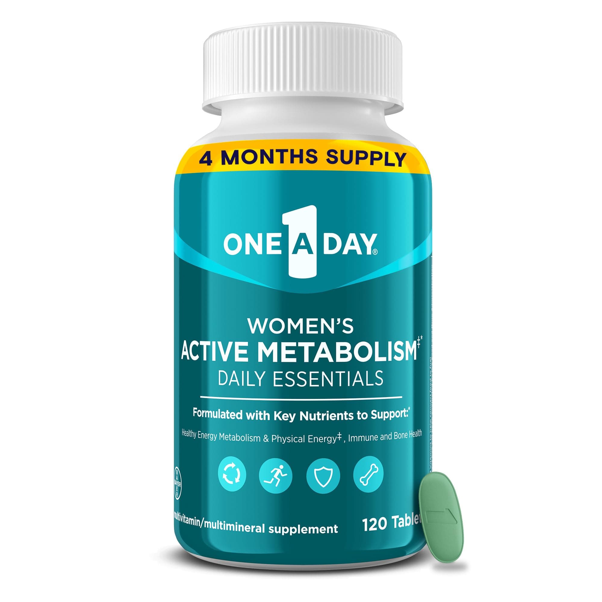 Women's Active Metabolism Daily Essential, Multivitamin for Women, Metabolism Support, Vitamins for Women with All 8 B-Vitamins, Vitamin D, Magnesium & More,120 Count