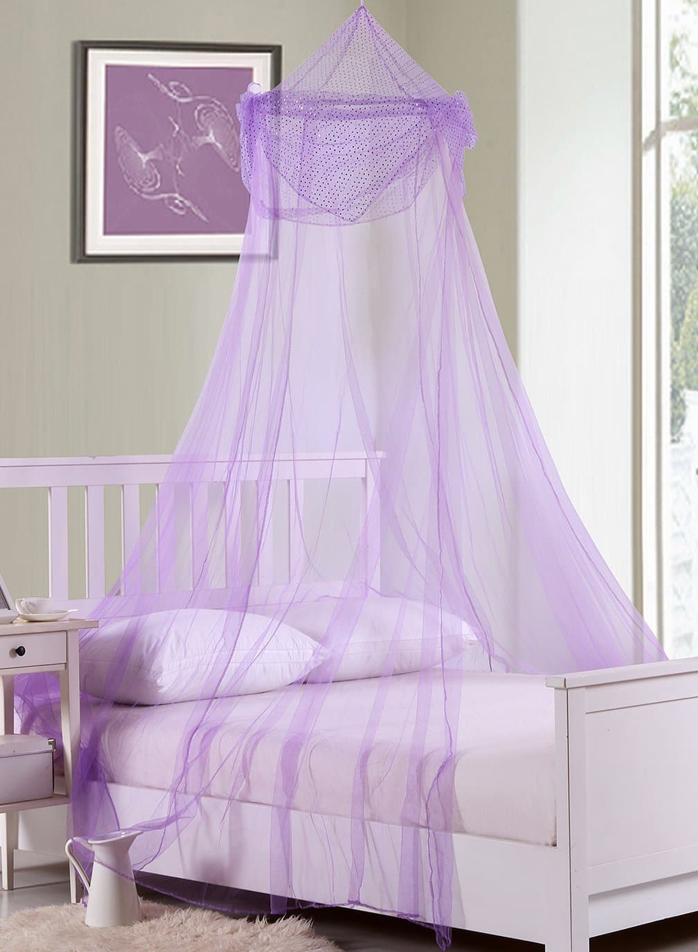 Fantasy Kids Raisinette Collapsible Hoop Sheer Bed Canopy, One Size, Purple