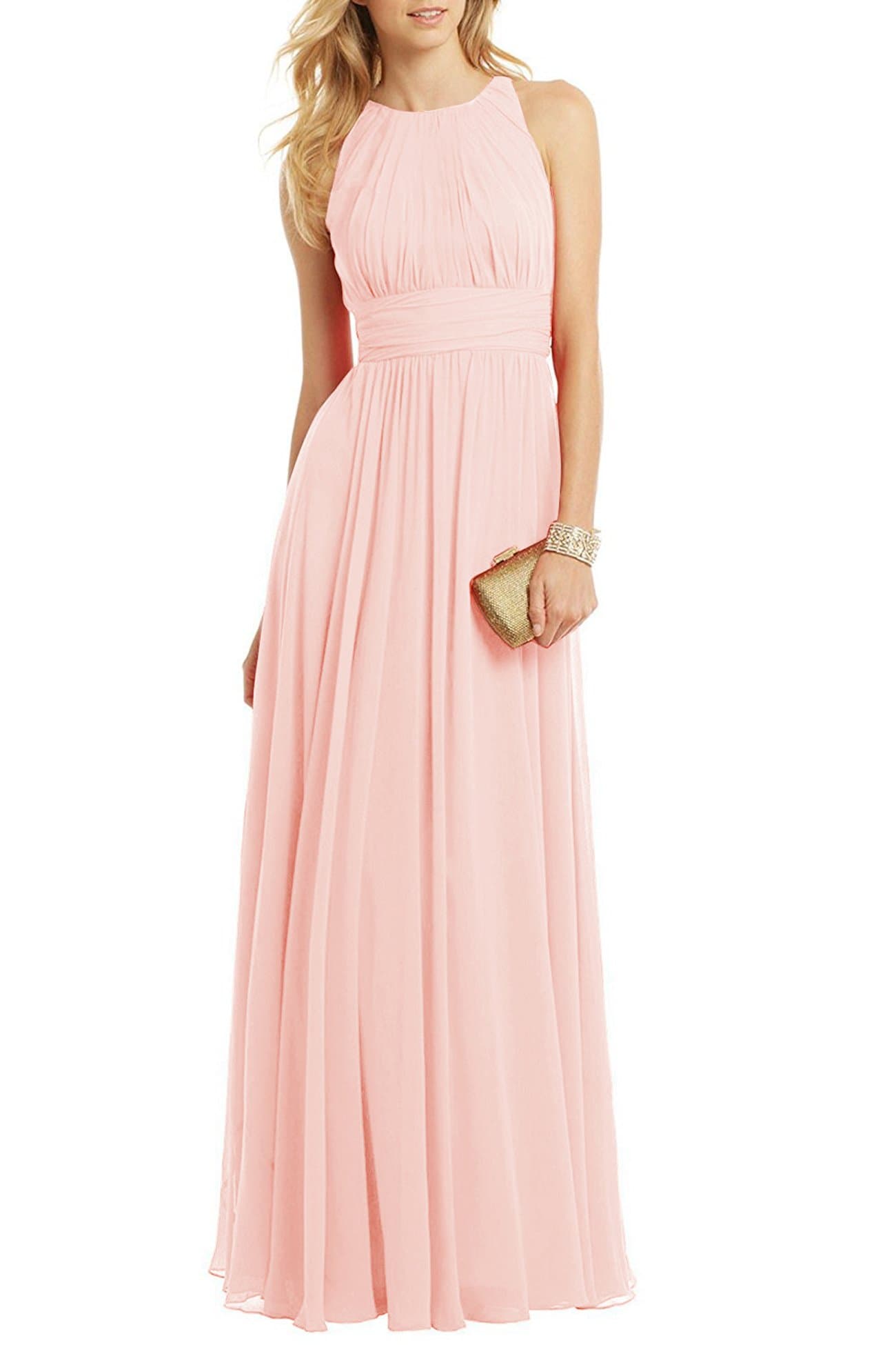 Ssyiz Custom Women's Elegant Pleated Chiffon Floor Length Evening Party Dress…