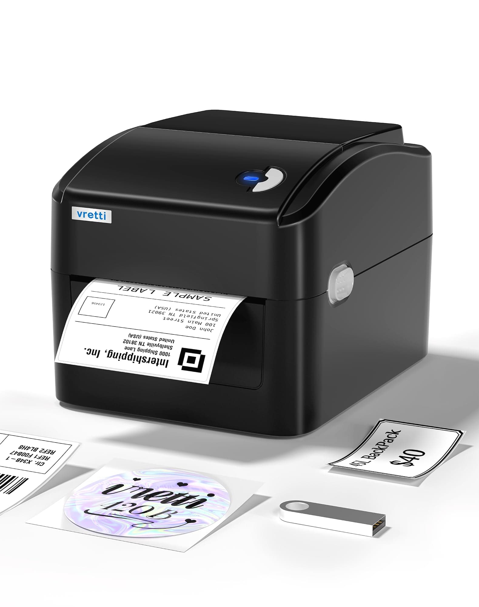 vretti Thermal Printer USB Label Printer Thermal Label 4x6 for Shipping Compatible with Windows, Mac OS and Linux systems