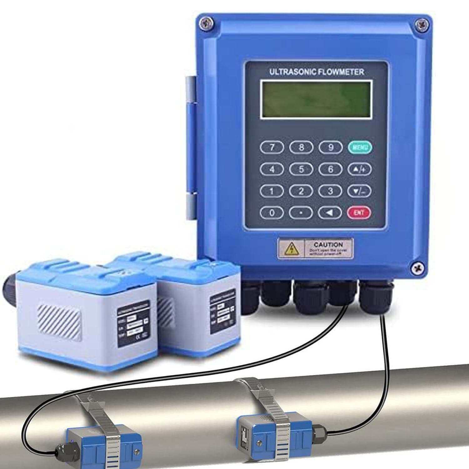 Ultrasonic Flow Meter,Liquid Flowmeter Tester with Transducer,Liquid Flowmeter Wall Mounted,for Pipe Diameter DN15 to 6000mm,Portable Clamp on Flowmeter,TL-1/DN300-6000