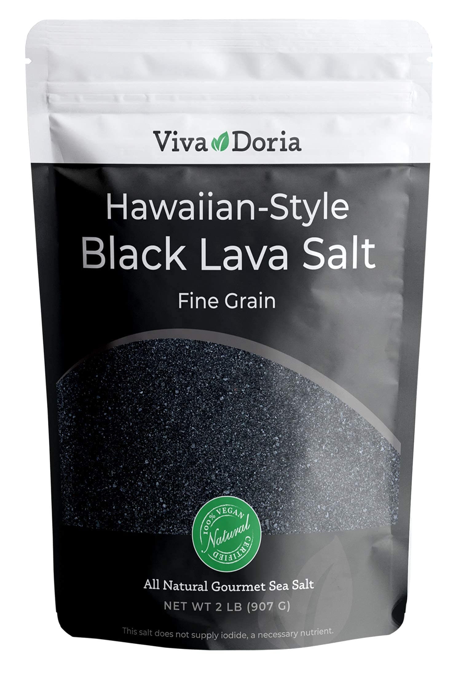 Hawaiian Black Lava Sea Salt, Fine Grain, Lava Salt, 2 lb (907 g)