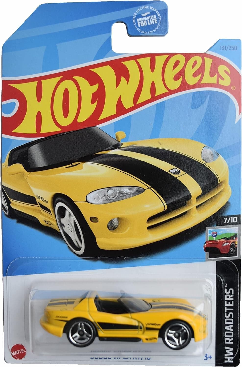 1:64 Scale Yellow Viper RT/10, Die Cast Car Model, Pull-Back Action, Unisex, Children Aged 3-12