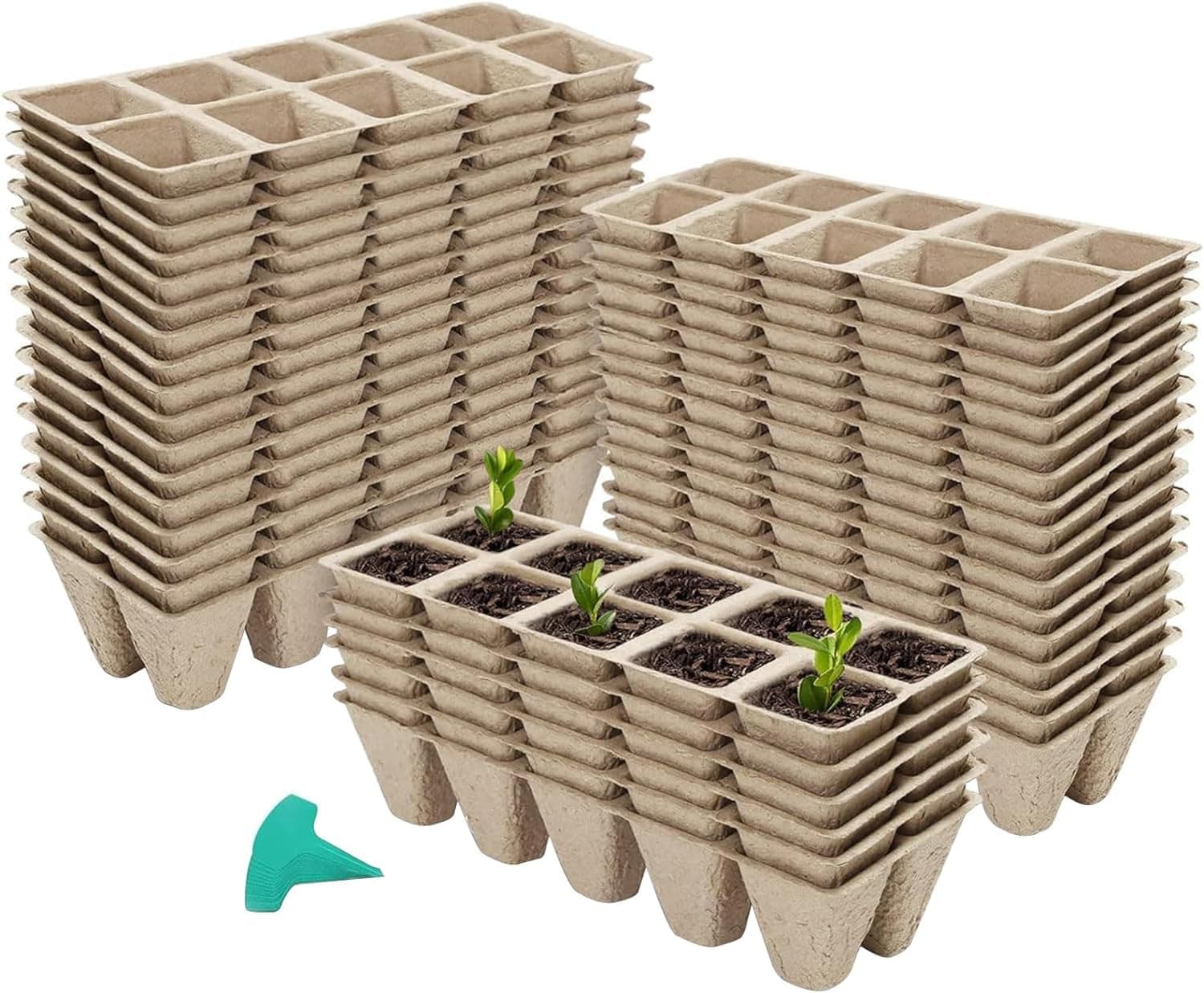 GROWNEER 360 Cells Peat Pots Seed Starter Trays 36 Packs Biodegradable Seedling Pots Germination Trays Organic Plant Starter Kit with 15 Pcs Plant Labels