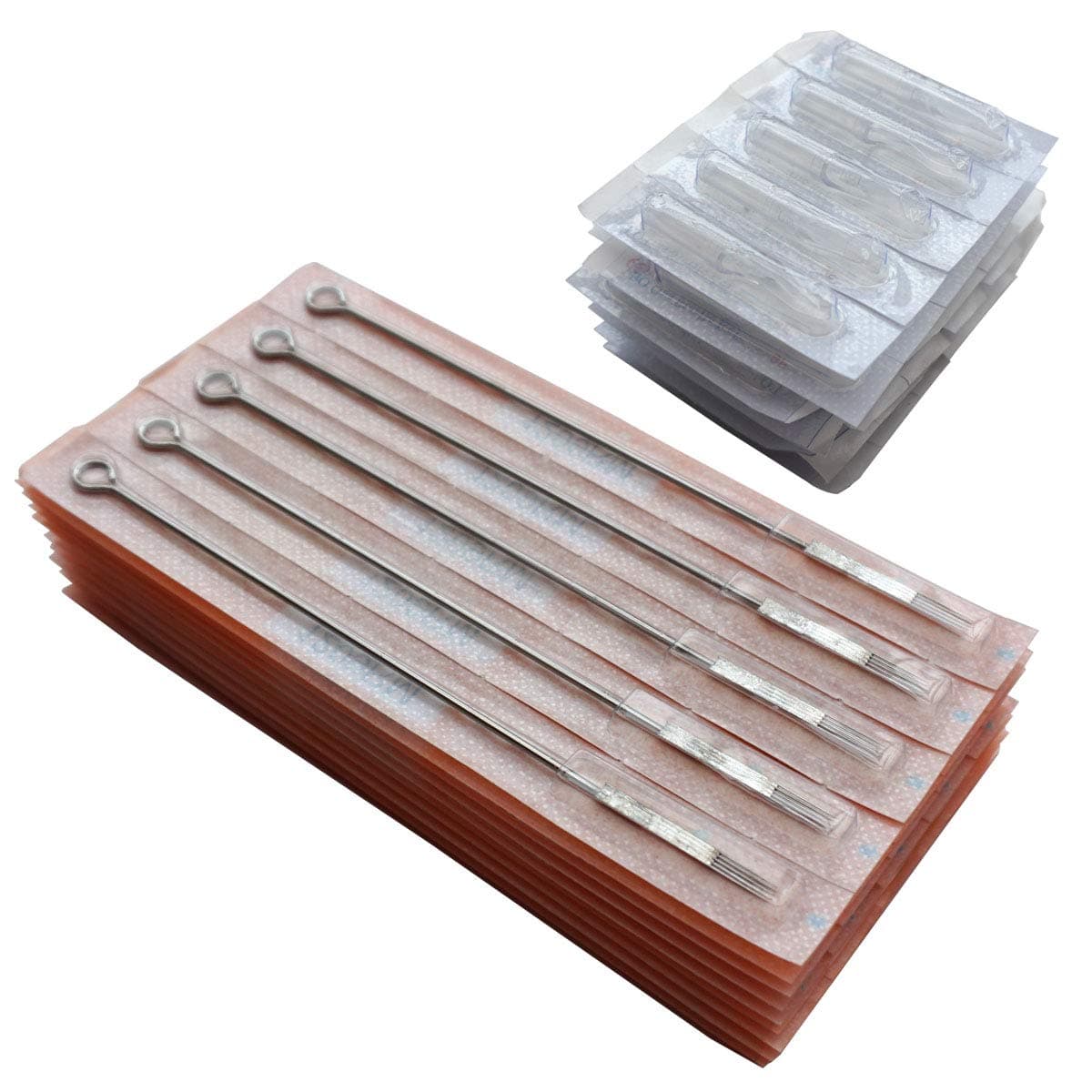 50pcs Disposable & Sterilized Tattoo Needles 9 Curved Magnum (9RM) and 50pcs Professional Sterile Plastic Disposable Clear Tattoo magnum Tips 9F (1209RM)