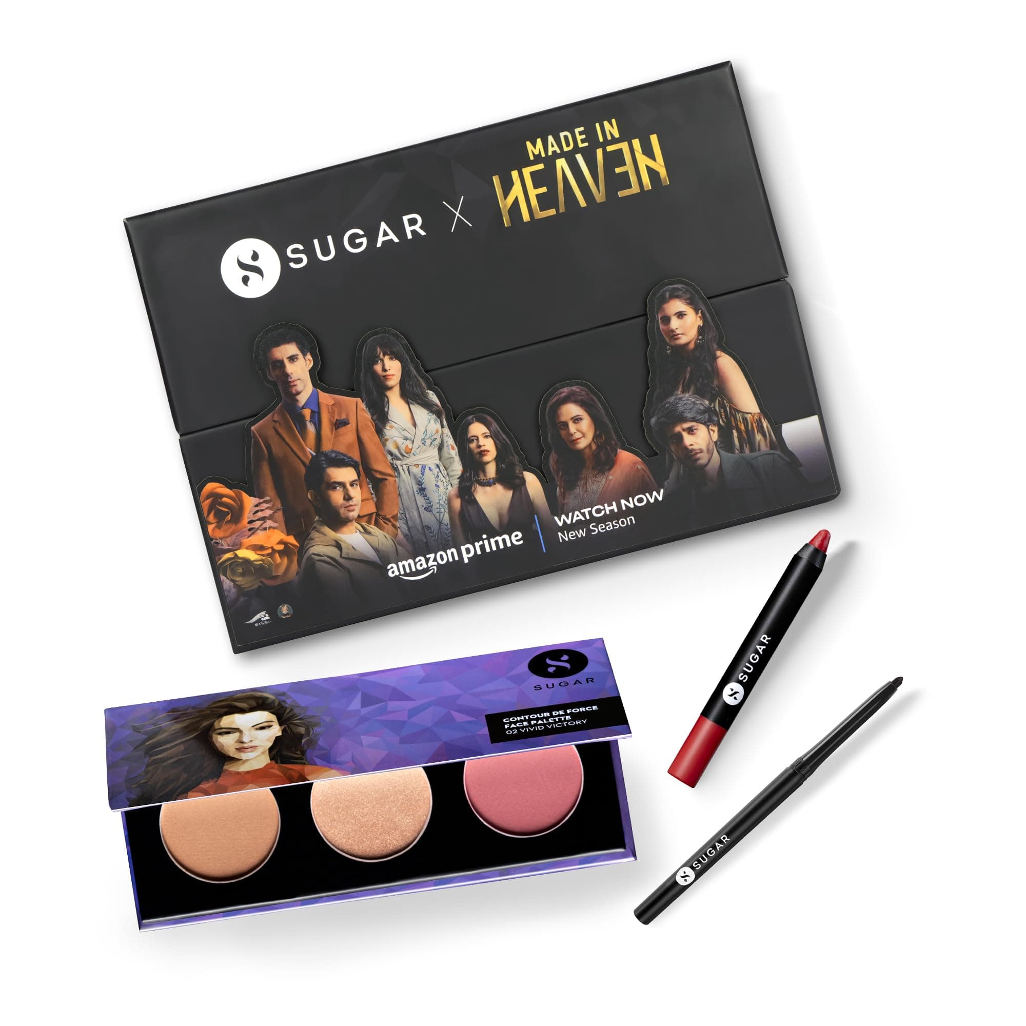 SUGAR Cosmetics Sugar X Made In Heaven Limited Edition Makeup Kit|Face Palette, Kajal, Lipstick|Makeup Kit|Premium Set|Gift Set|Start Your 30 Days Free Trial Now With The Kit, 1 Count