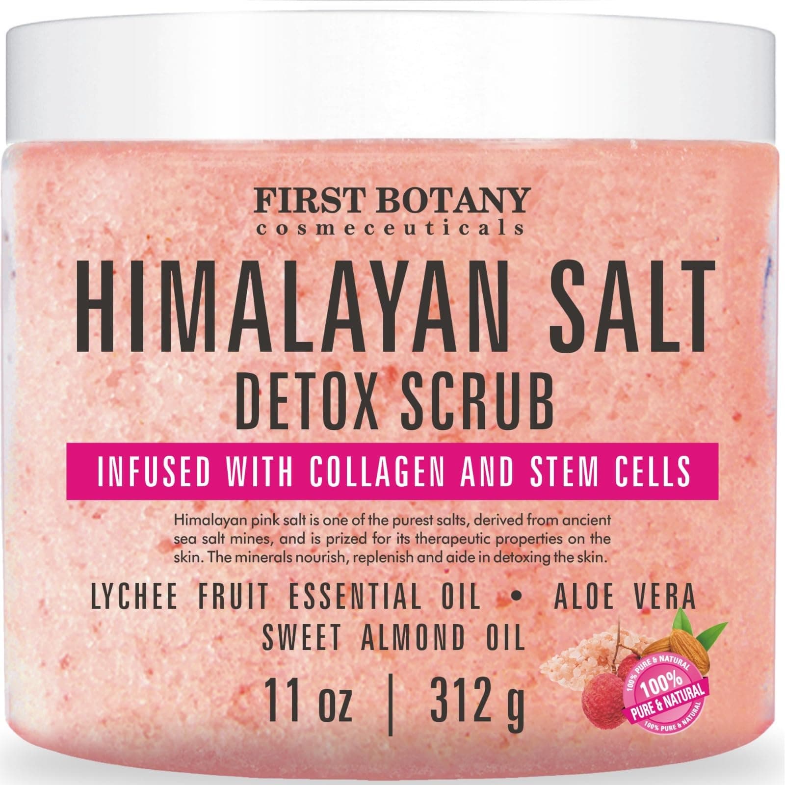 First Botany Body Scrub - Natural Exfoliating Salt Scrub & Body and Face Souffle helps with Moisturizing Skin, Acne, Cellulite, Dead Skin Scars, Wrinkles (Himalayan Salt)