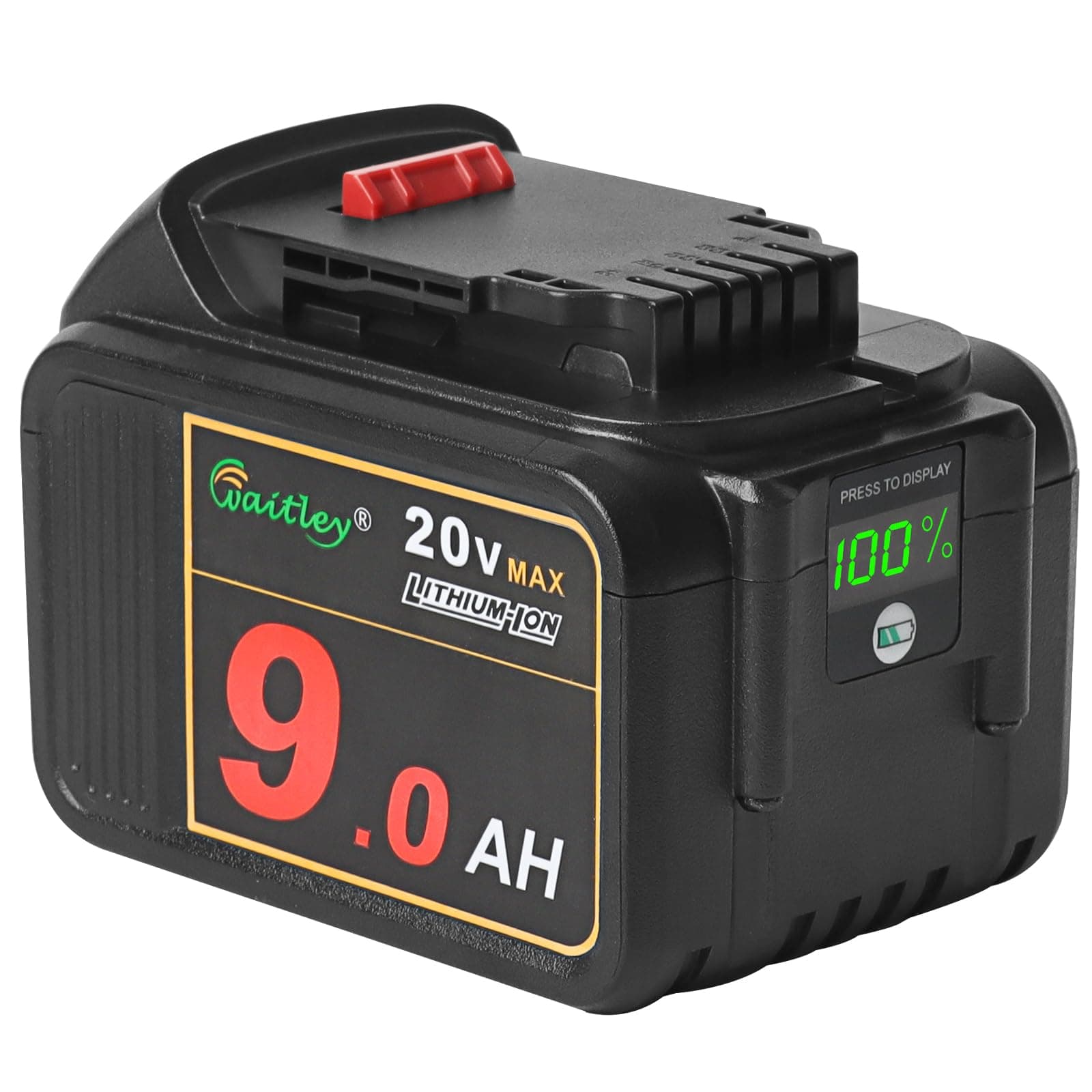 waitley 20V 9.0Ah Lithium Ion Battery Compatible with DEWALT DCB200 DCB209 Power Tools with LED Indicator (Not Made in Dewalt)