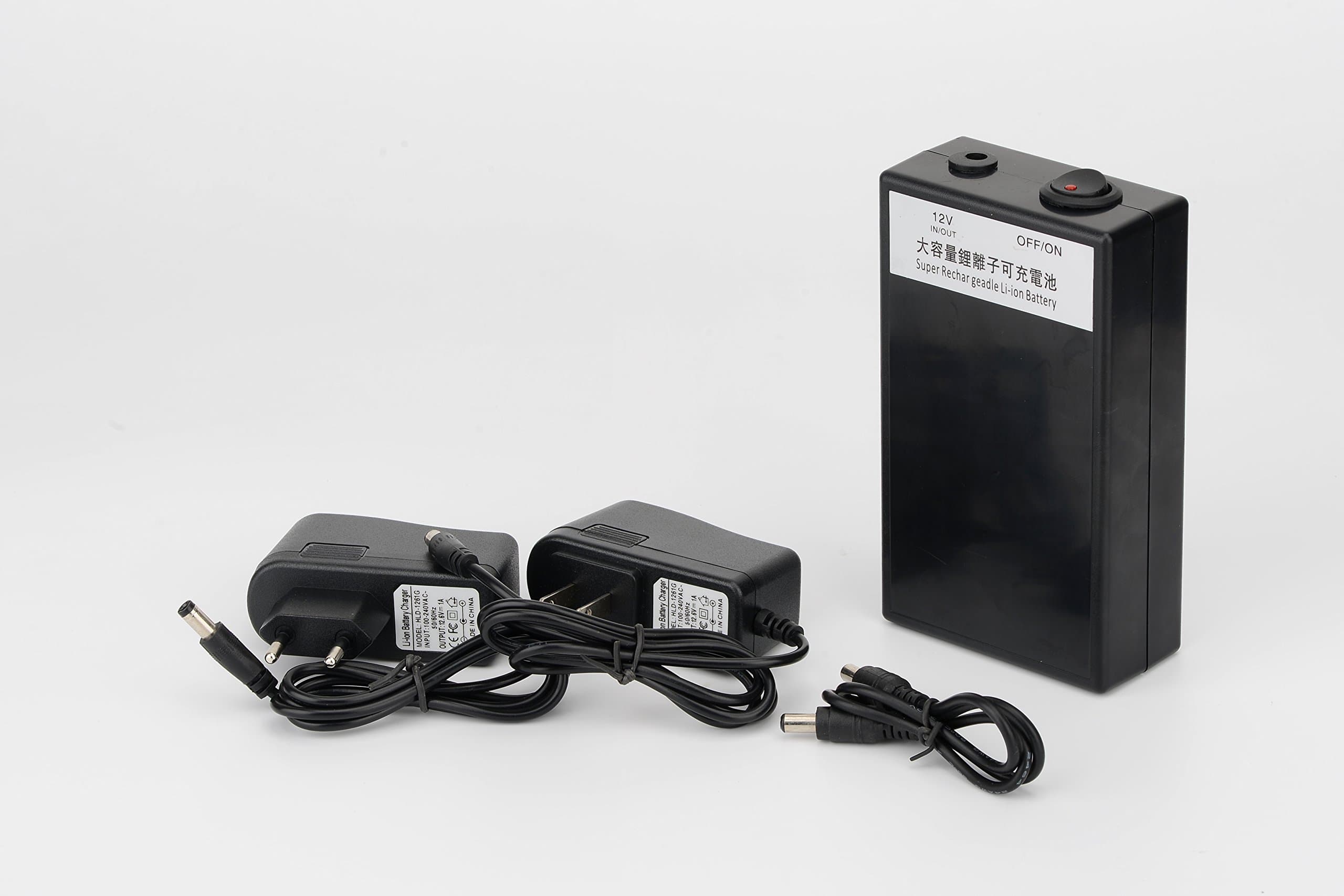 DC 12V 12000mAh Rechargeable Protable Li-ion Lithium Battery DC1212A (Black)