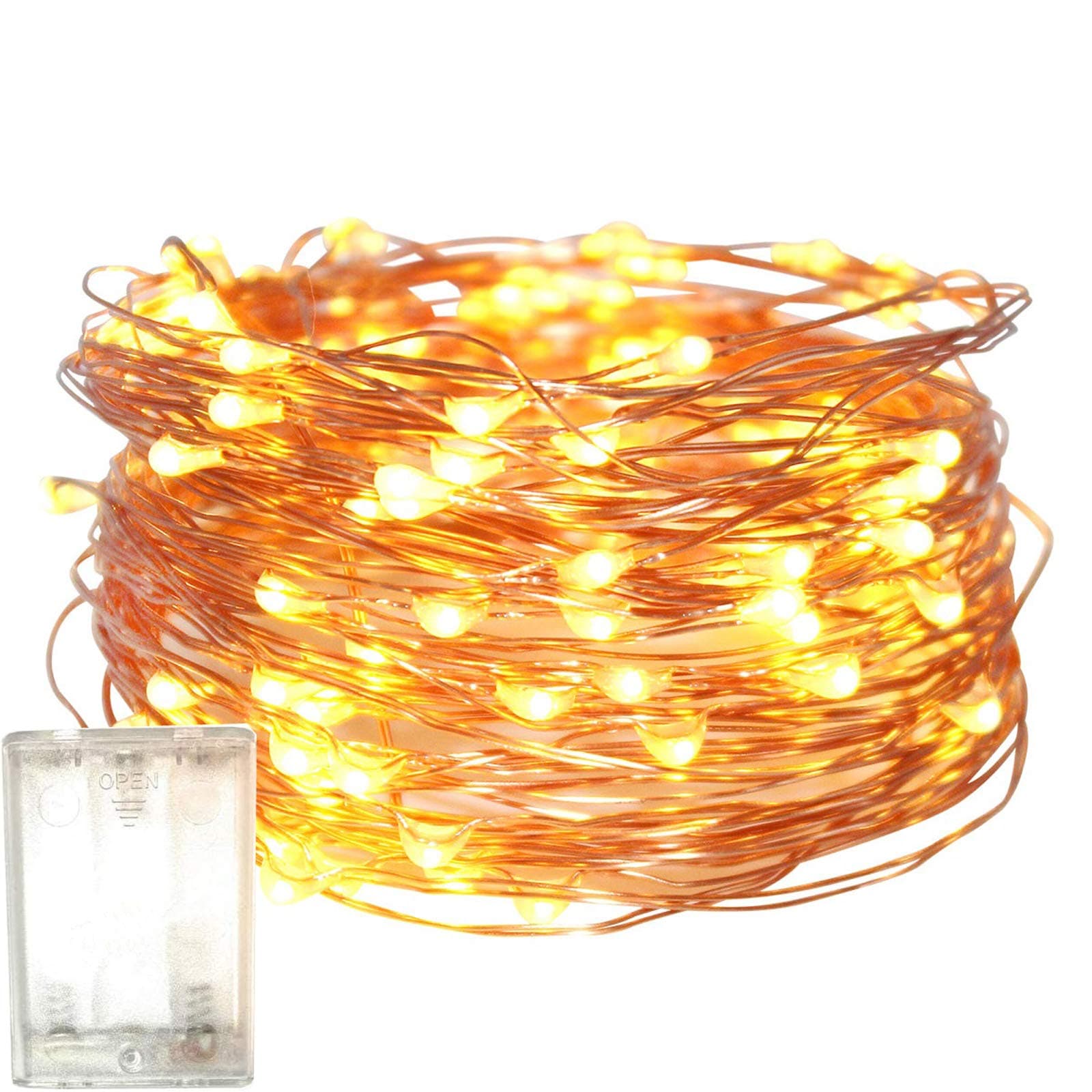 T Tersely Fairy Christmas Diwali Lights Battery Operated, 10M/33ft/100 LED Warm White String Light, Waterproof Battery Case, Indoor Lights for Xmas Tree Wedding,Party Events Garden Spring Decoration