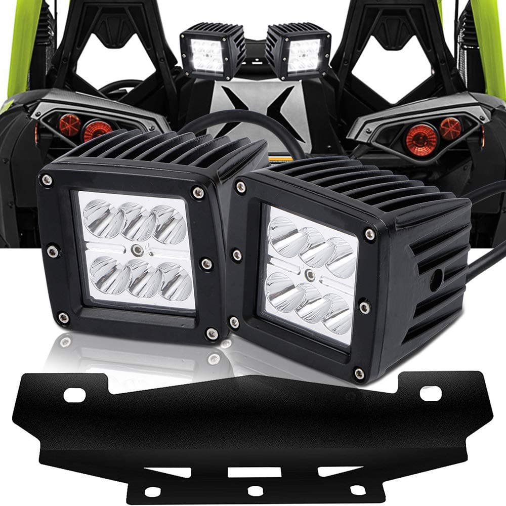 TURBOSII DOT 3 inch led Work Light,Spot LED Fog Lamp Kit for 2014 2015 2016 Can-Am Maverick 1000r X DS with Reverse Light Mounting Mount Brackets