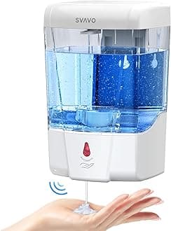 SVAVO Automatic Soap Dispenser Wall Mount, Touchless Soap Dispenser 600ml/21oz Battery Operated Hand Free Hand Sanitizer Dispenser Wall Mounted for Bathroom Kitchen Hotel Offices Plastic, White
