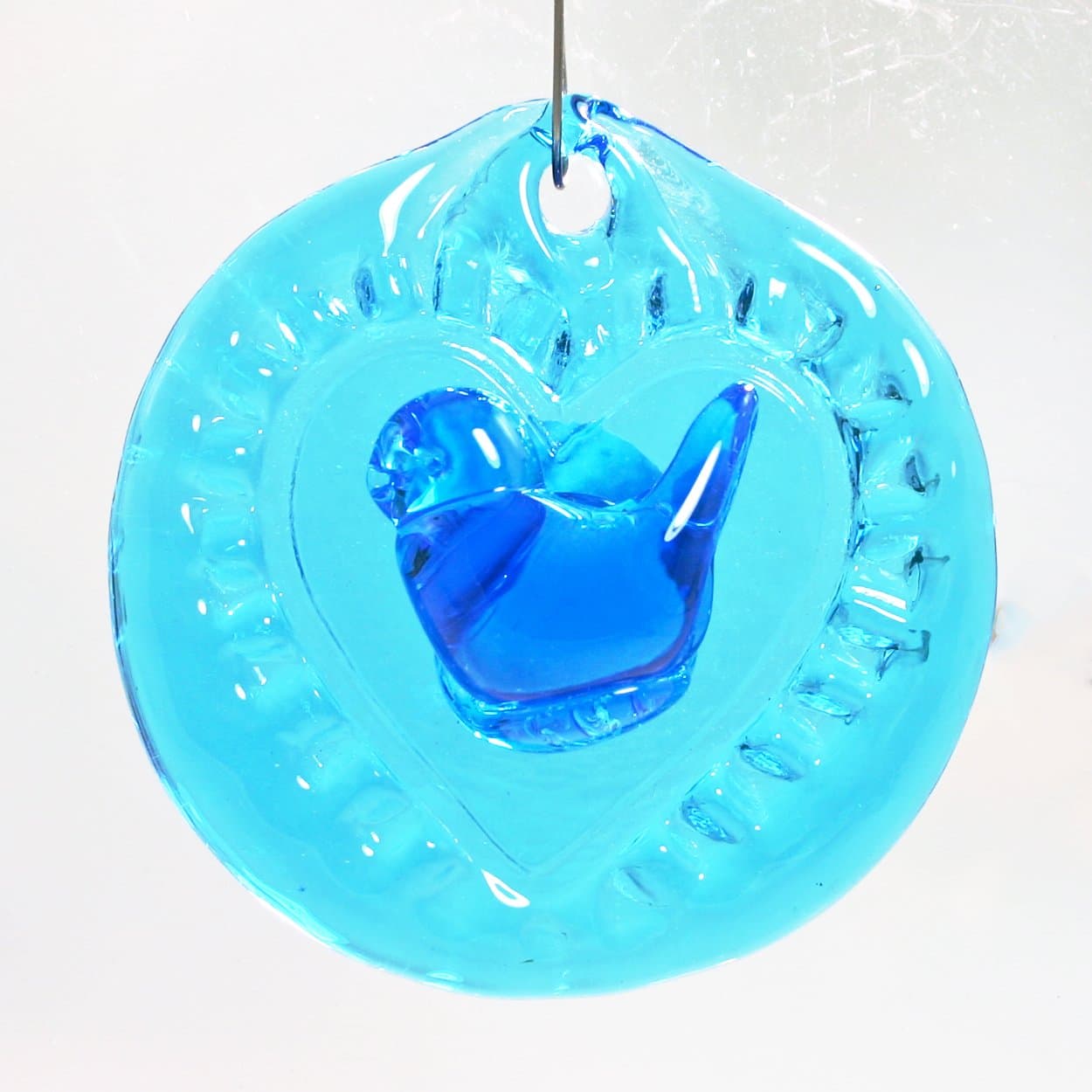 Terra Studios Bluebird of Happiness Art Glass Suncatcher Studio Signed & Year Dated