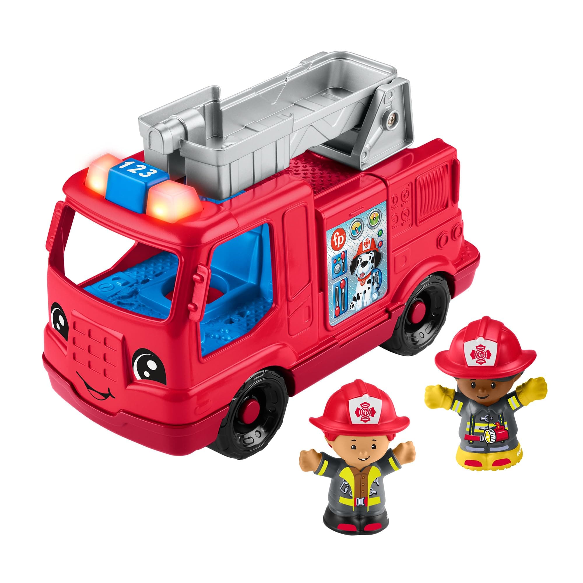 Fisher-Price Little People Toddler Toy Fire Truck Musical Push-Along Vehicle with 2 Figures for Pretend Play Ages 1+ Years, HXC12