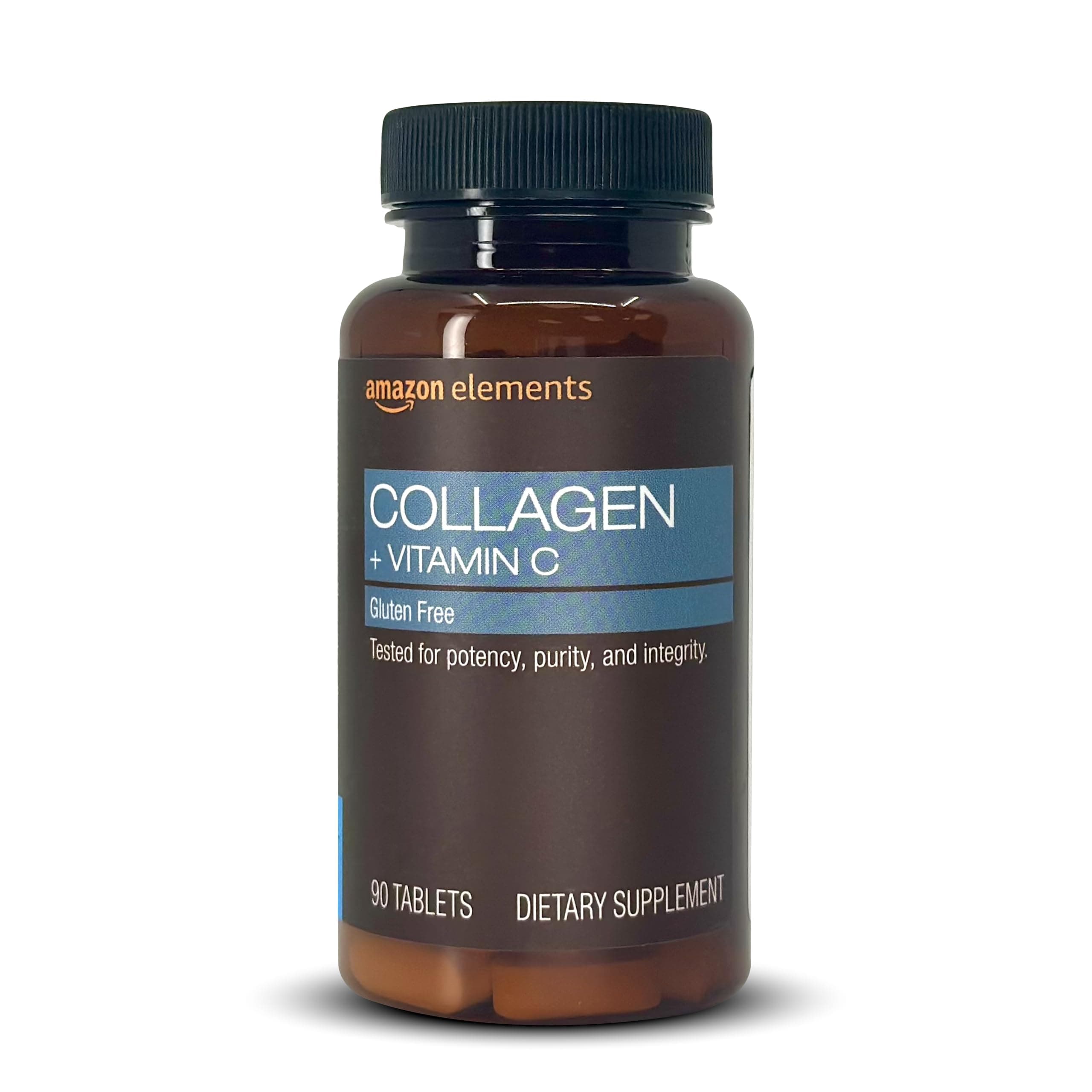 Collagen Peptides + Vitamin C, 2500mg Collagen Peptides, Gluten Free, 90 Tablets, 1 Month Supply