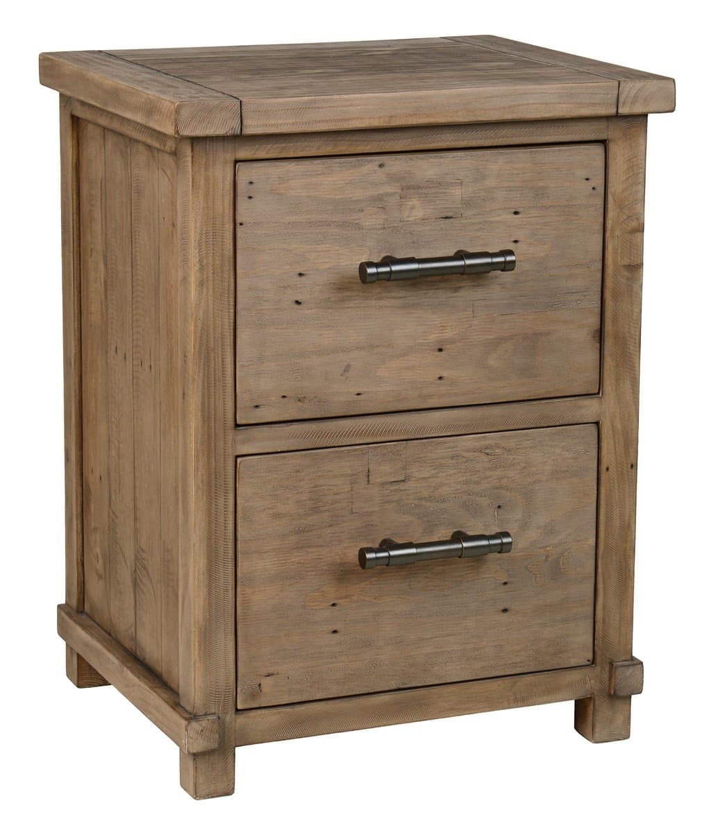 Kosas Home 52003596 Quincy 2 Drawer Filing Cabinet Desert, Hand Distressed In Natural Finish with Bronze Hardware