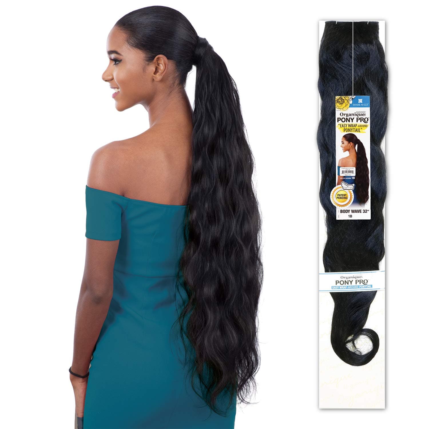 Organique Mastermix Shake-N-Go Synthetic Pony Pro Ponytail - BODY WAVE 32" (1)