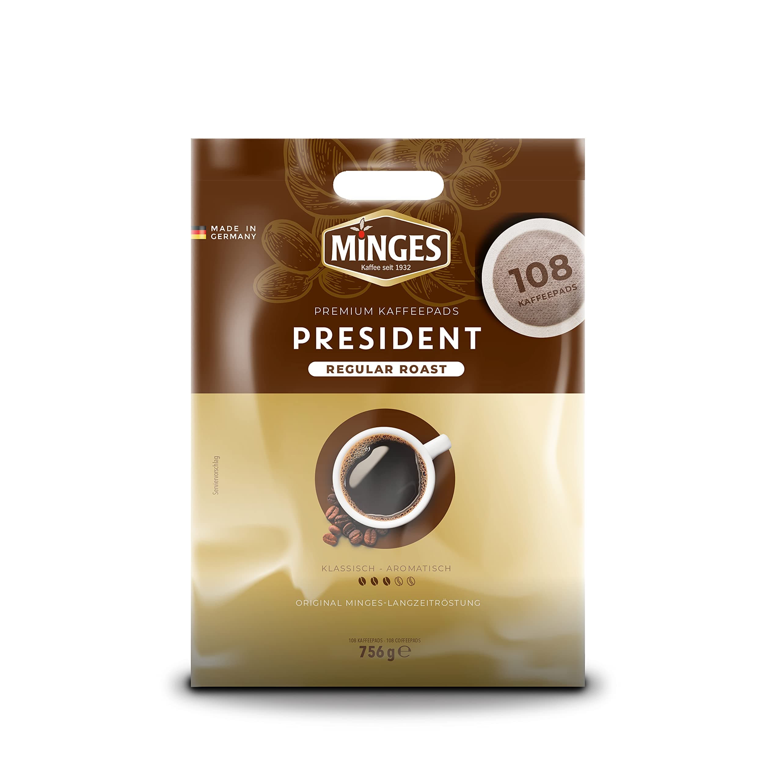 Minges Coffee Pods Big Pack Café Crème Regular, 100 + 8 Pods Free