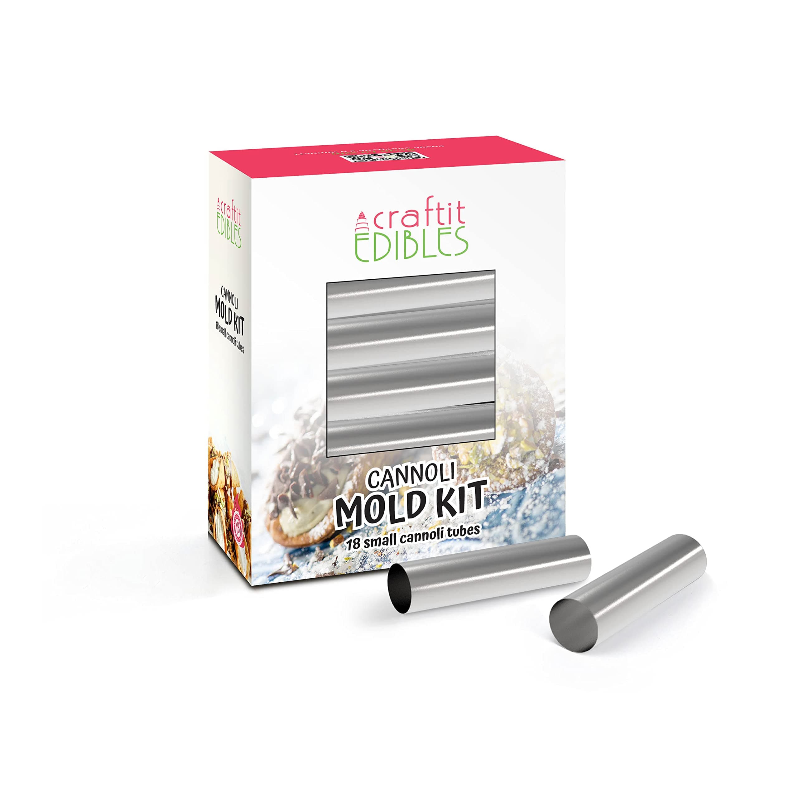 Mini Cannoli Tubes, Set of 12 by CiE Stainless steel Cannoli form Shells - Pastry Moulds