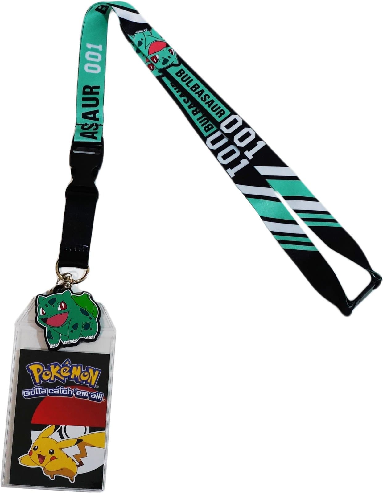 Bioworld Pokemon Bulbasaur 001 Exclusive Lanyard with ID Badge Holder & PVC Rubber Charm