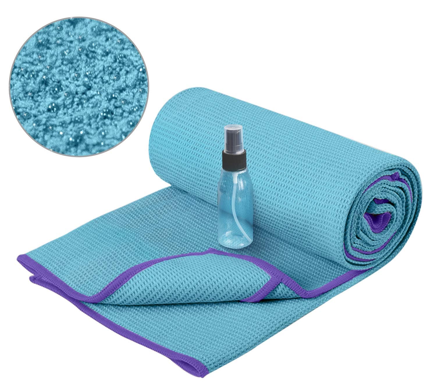 HeathyogaHot Yoga Towel Non Slip, Microfiber Non Slip Yoga Mat Towel, Exclusive Corner Pockets Design, Dual-Grip, Sweat Absorbent, Perfect for Hot Yoga, Bikram, Pilates and Yoga Mats