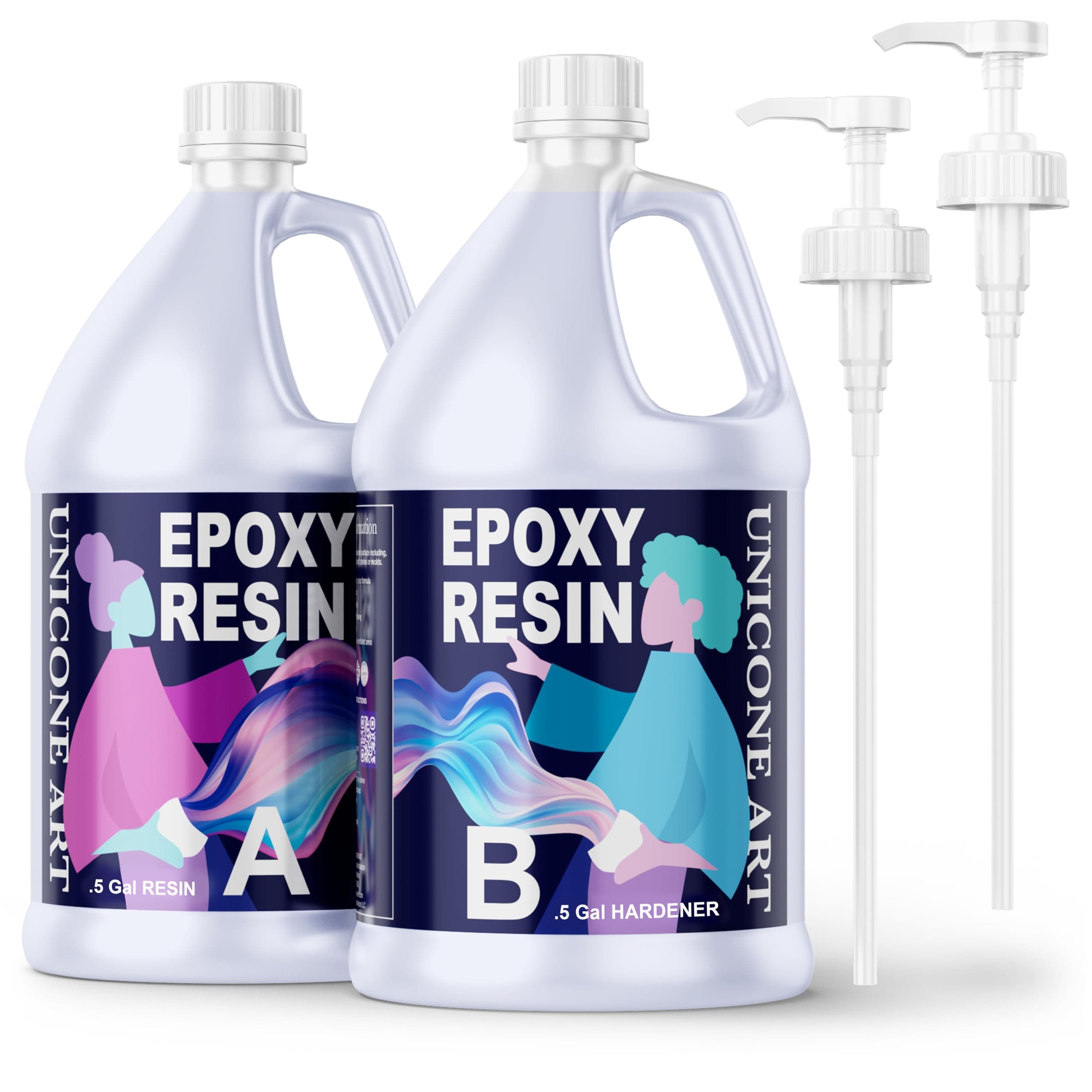 Resin Epoxy for Art - Perfectly Clear - Non-Toxic - Easy Mix 1:1 Ratio - Easy Tint - Crystal Resin for Molds, Coating, Casting, Resin Art, Geodes, River Tables, Resin Jewelry - (1 Gallon)