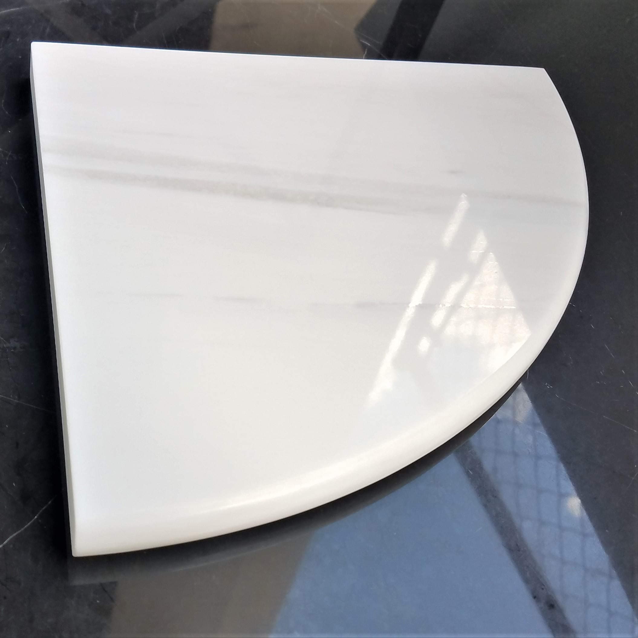 New! - 8" Premium Marble Shower Corner Shelf - Soap Dish (Bianco Dolomiti) Natural Stone Bathroom Caddy - Bath Shampoo Holder